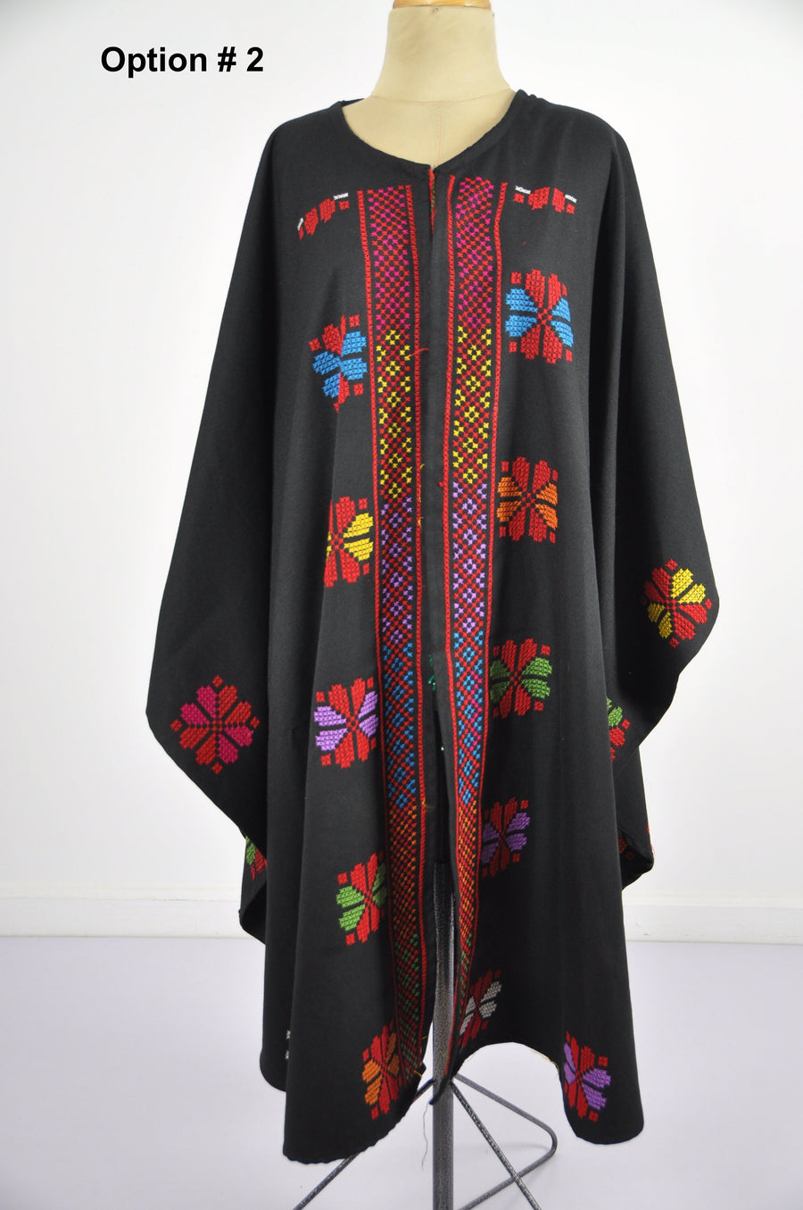 Bedouin embroidered hooded wool coat cloak, Morocco vintage, Boho cloak, Winter cloak, hooded cape, hooded shawl, winter wool cloak,