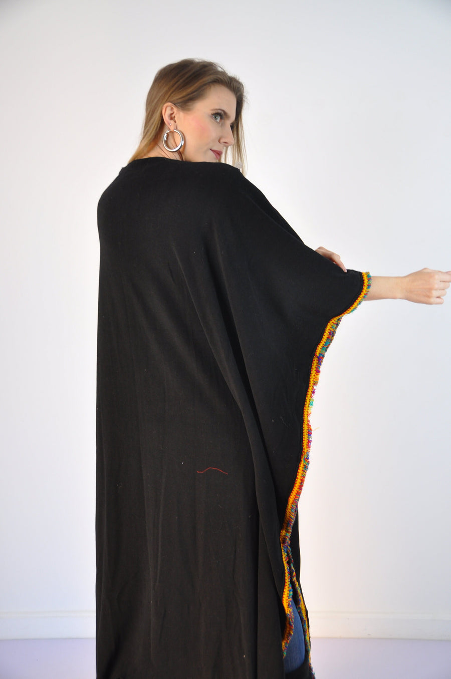 Bedouin Hand embroidered Kimono cardigan, Black Kimono, Boho Kimono Cardigan, Womens Cardigans, Boho Cardigan, Duster, Velvet Cardigan