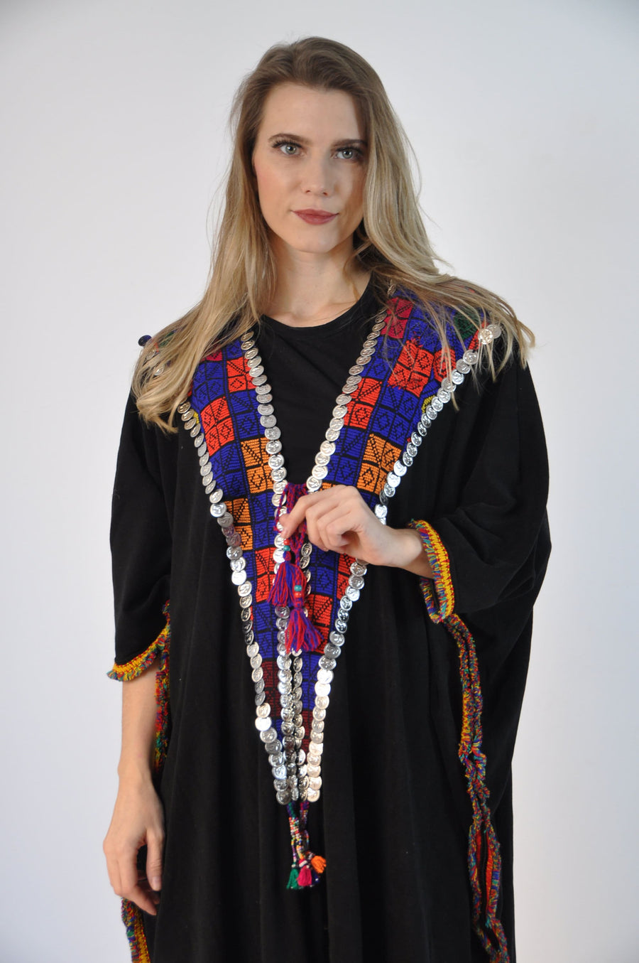 Bedouin Hand embroidered Kimono cardigan, Black Kimono, Boho Kimono Cardigan, Womens Cardigans, Boho Cardigan, Duster, Velvet Cardigan