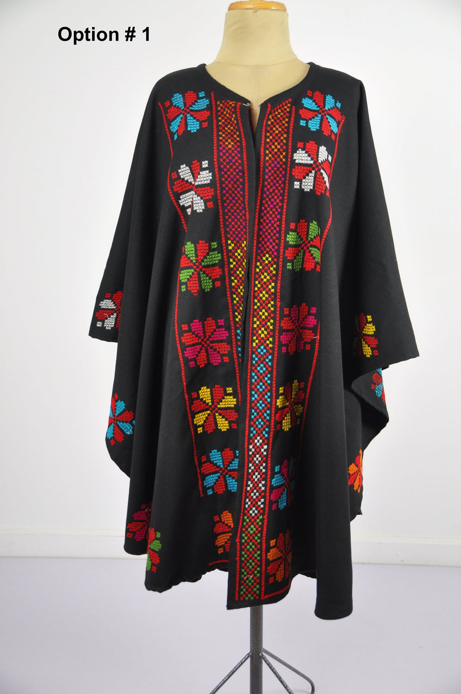 Bedouin embroidered hooded wool coat cloak, Morocco vintage, Boho cloak, Winter cloak, hooded cape, hooded shawl, winter wool cloak,