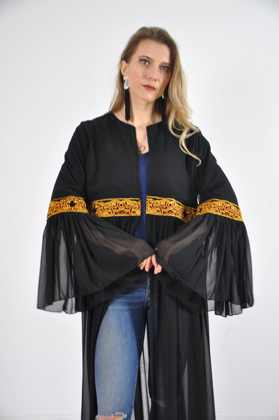 Ramadan Kimono, Black women Kimono, Boho embroidered kimono, Womens boho Cardigans, Boho Cardigan, Duster, Black Cardigan, Kimonos