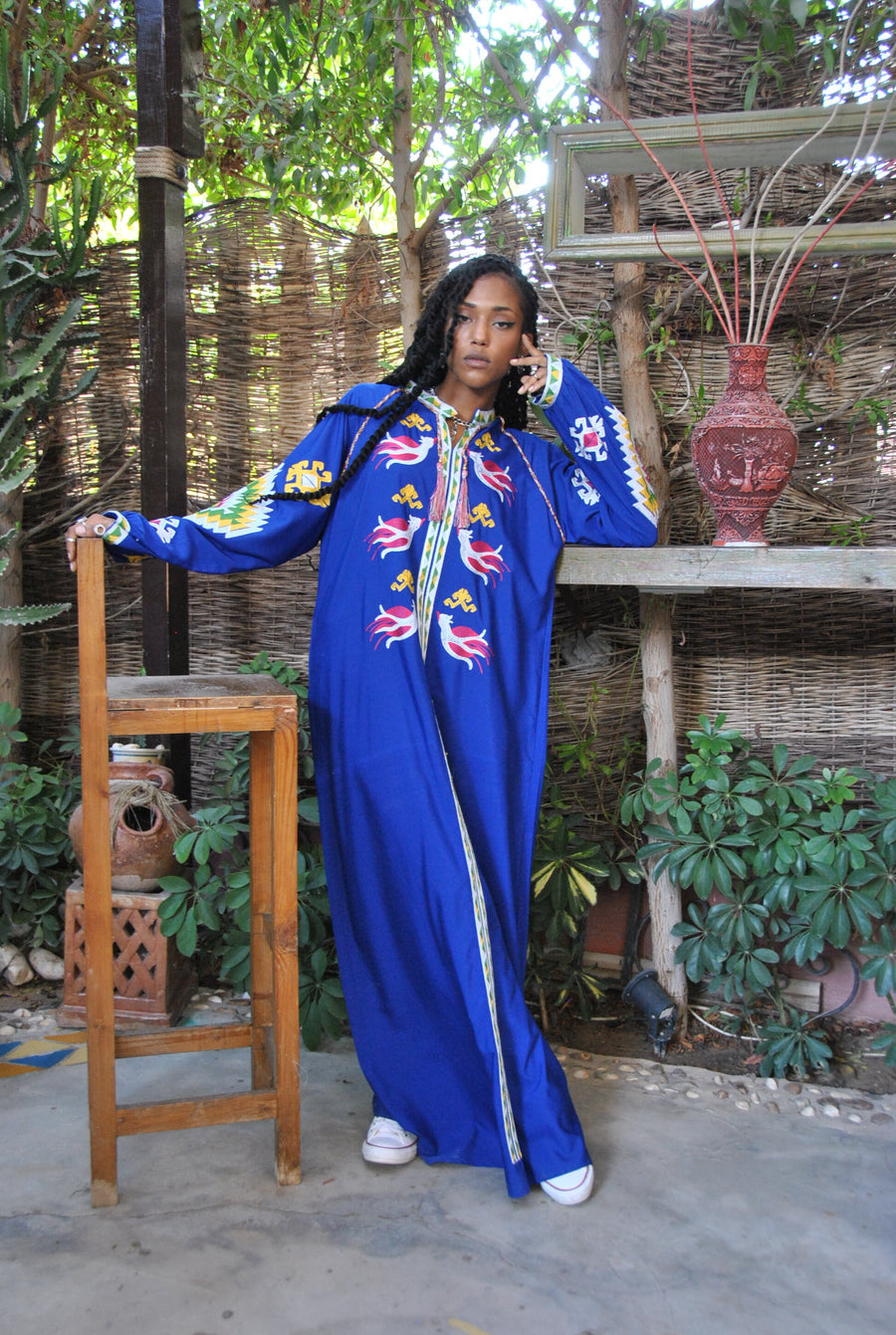 Boho blue summer Kaftan, Long sleeve cotton Kaftan dress, Colorful embroidered Kaftan dress, kaftan maxi dress, Caftans for women, Caftans