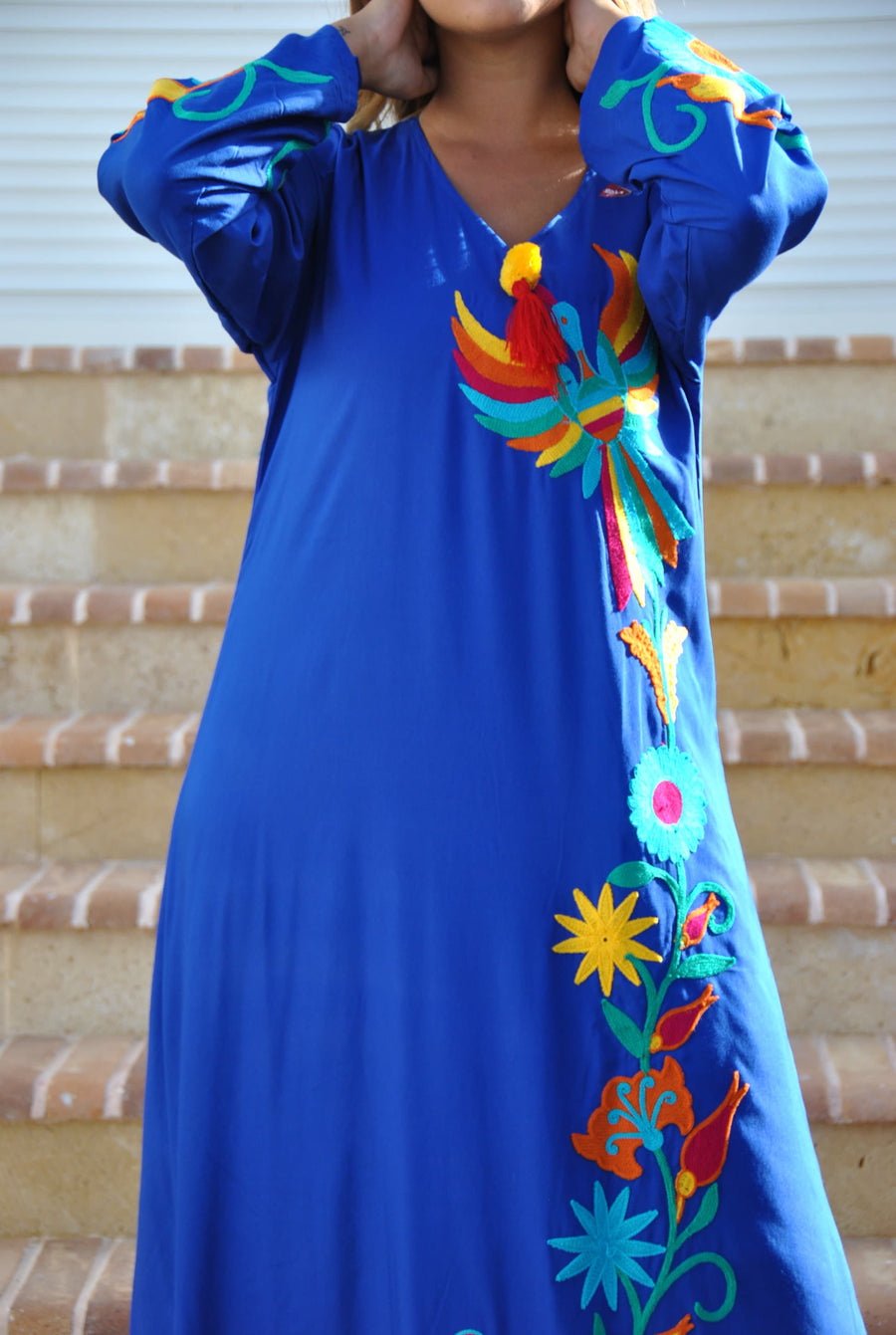 Blue peacock embroidered Caftan, caftans for women, embroidered Caftan dress, Caftan maxi dress, Caftans for women, Caftans