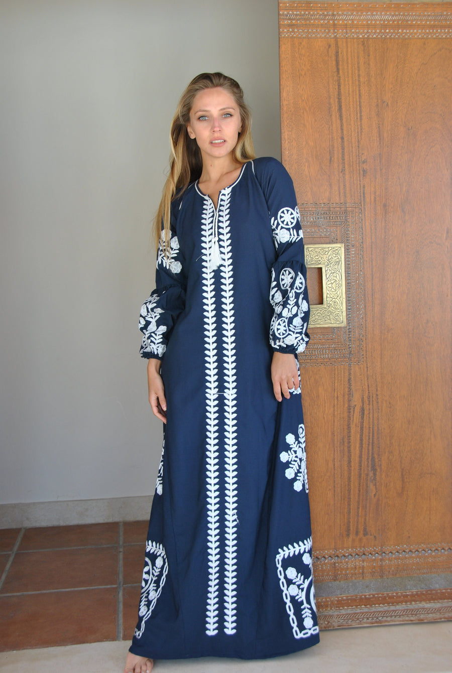 Beautiful Navy blue embroidered Caftan, summer women's caftan, embroidered Caftan dress, Caftan maxi dress, Caftans for women, Caftans