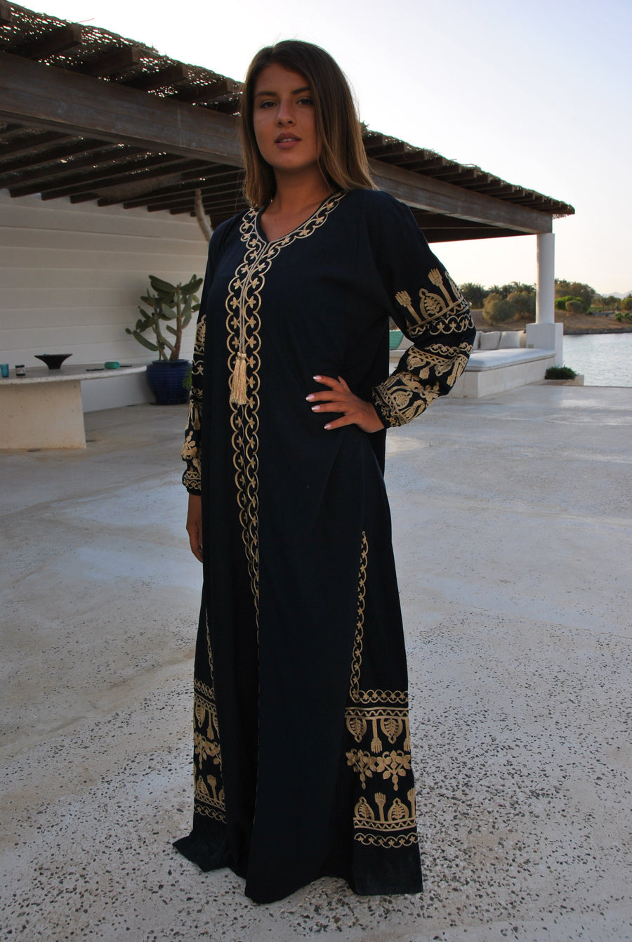 Navy blue embroidered Caftan, women's caftan, wedding dress, embroidered Caftan dress, Caftan maxi dress, Caftans for women, Caftans