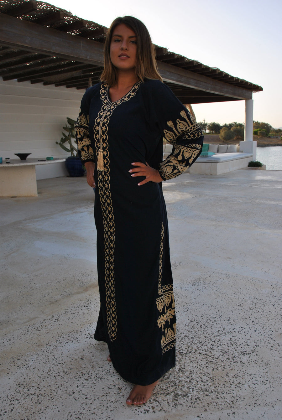 Navy blue embroidered Caftan, women's caftan, wedding dress, embroidered Caftan dress, Caftan maxi dress, Caftans for women, Caftans