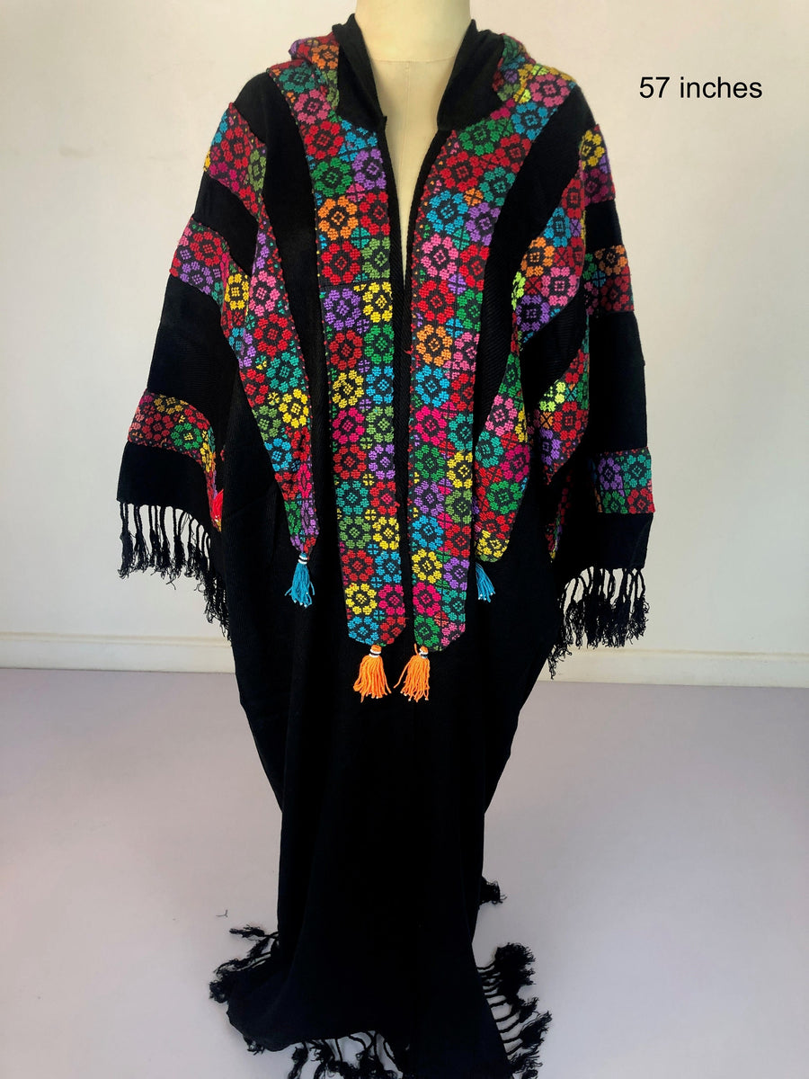 Plus size winter Kimono jacket, black winter kimono, boho kimono, Embroidered Wool Kimono, Hand loomed Kimono, Plus size Kimono, bohemian