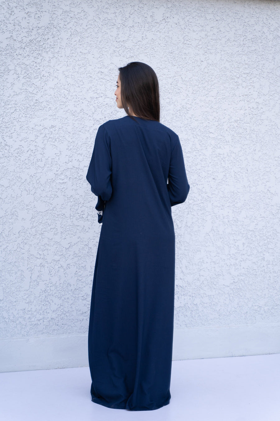 Navy blue Autumn / Winter Bohemian Maxi kaftan dress, Long sleeve caftan, Chic embroidered caftan, High quality Egyptian cotton.