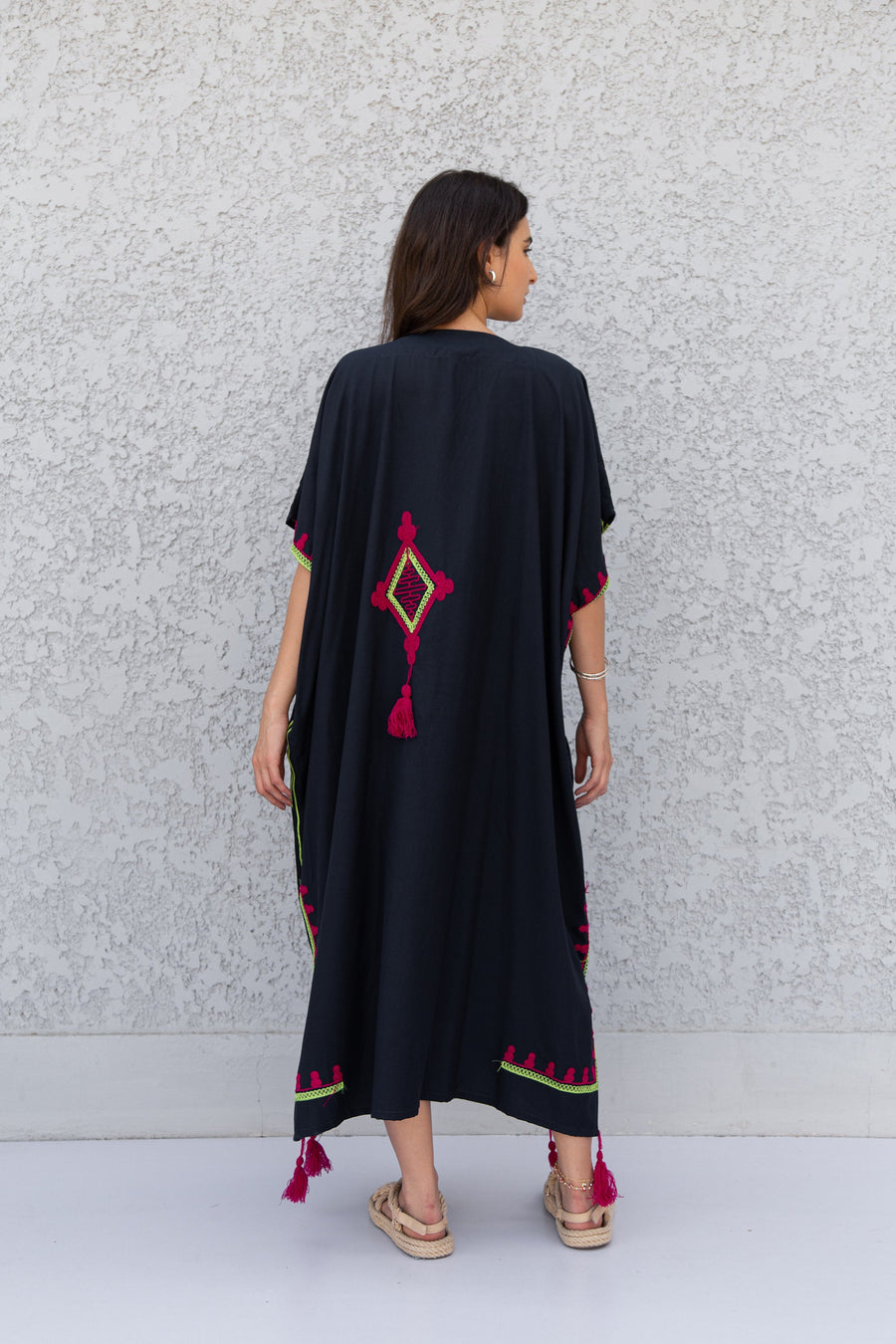 Dark navy blue cotton caftan, Cotton embroidered caftan, Plus size Kaftan, Free size Bohemian Caftan, Cotton Kaftan, Exotic Kaftan