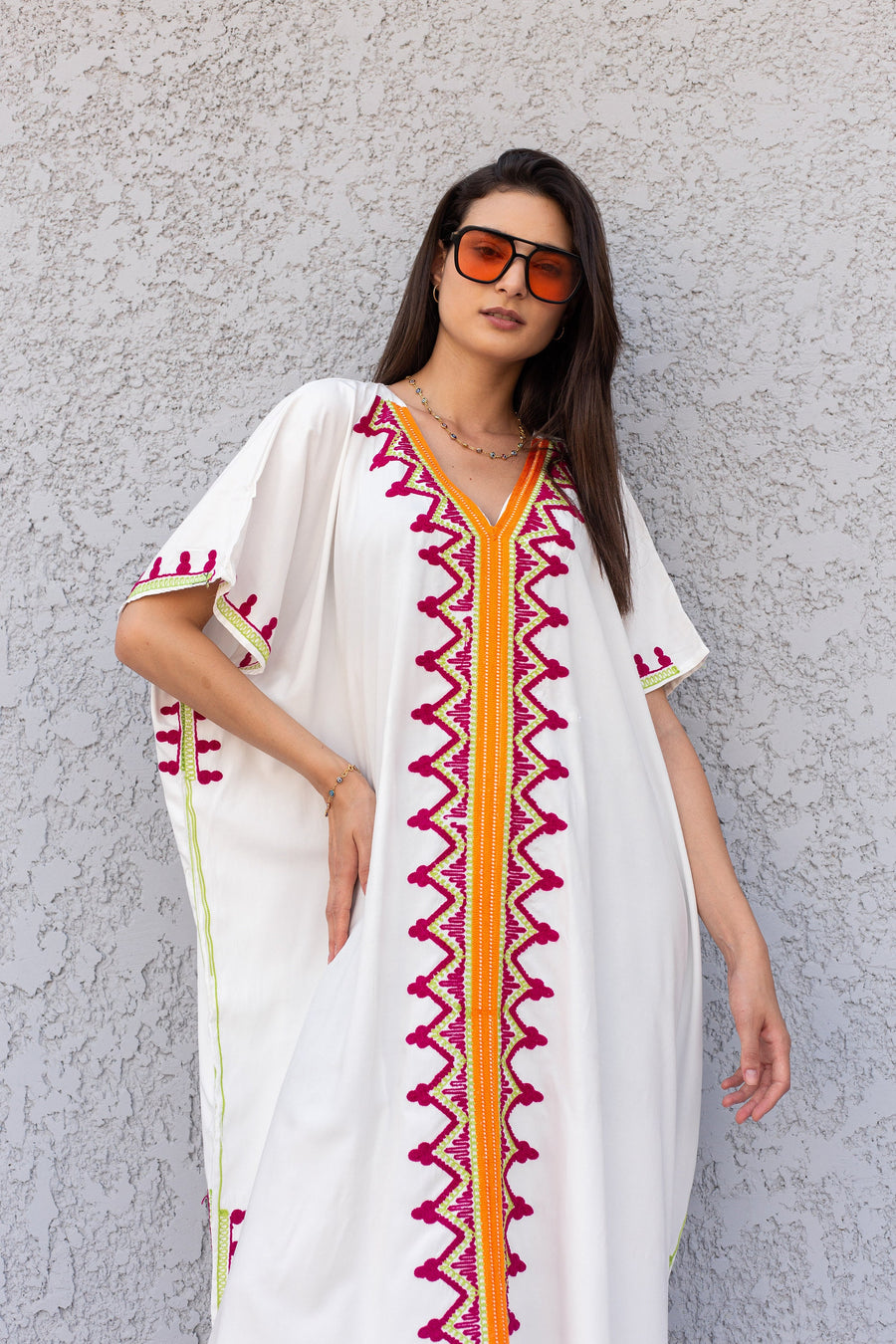 Plus size white cotton embroidered caftan, Cotton caftan, Plus size Kaftan, Free size Bohemian Caftan, Cotton Kaftan, Exotic Kaftan