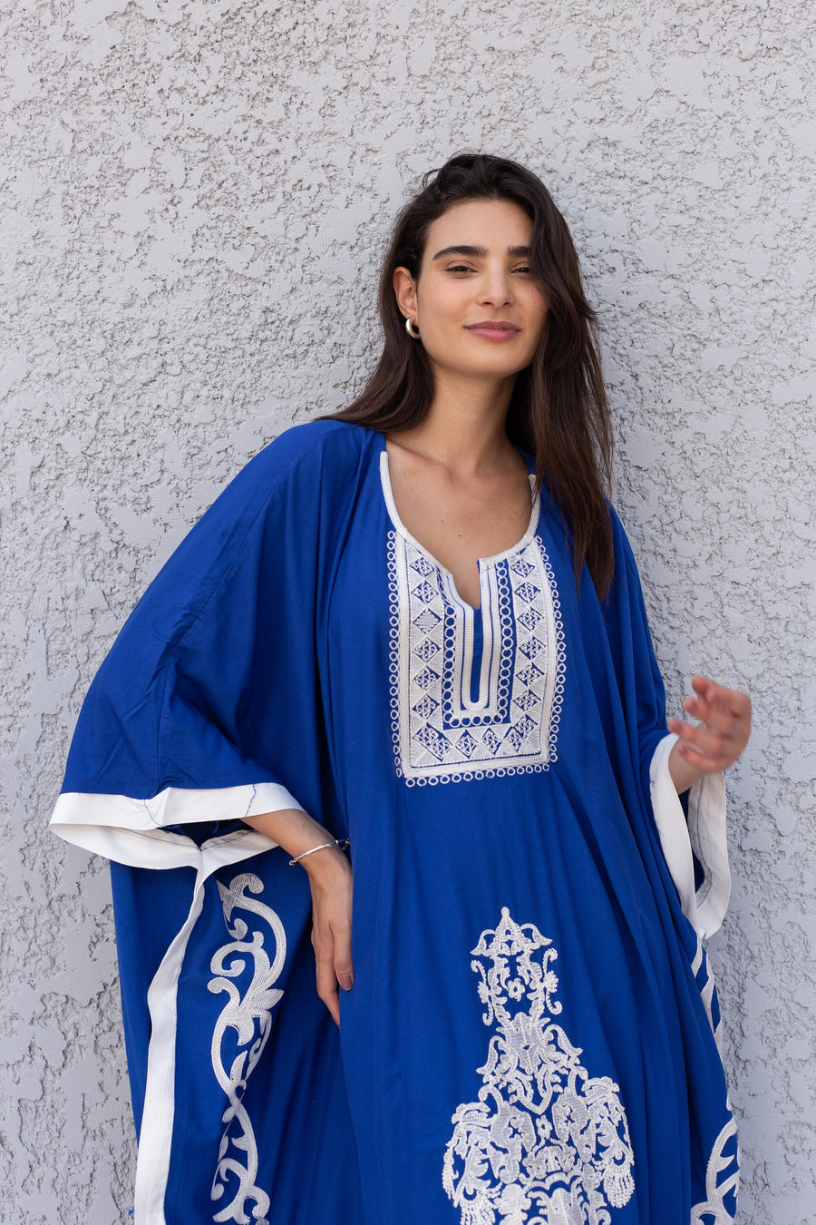 Elegant Blue plus size embroidered Kaftan with belt, Loose fit Bohemian Caftan, Cotton Kaftan, Exotic Kaftan, Cotton Caftans for women