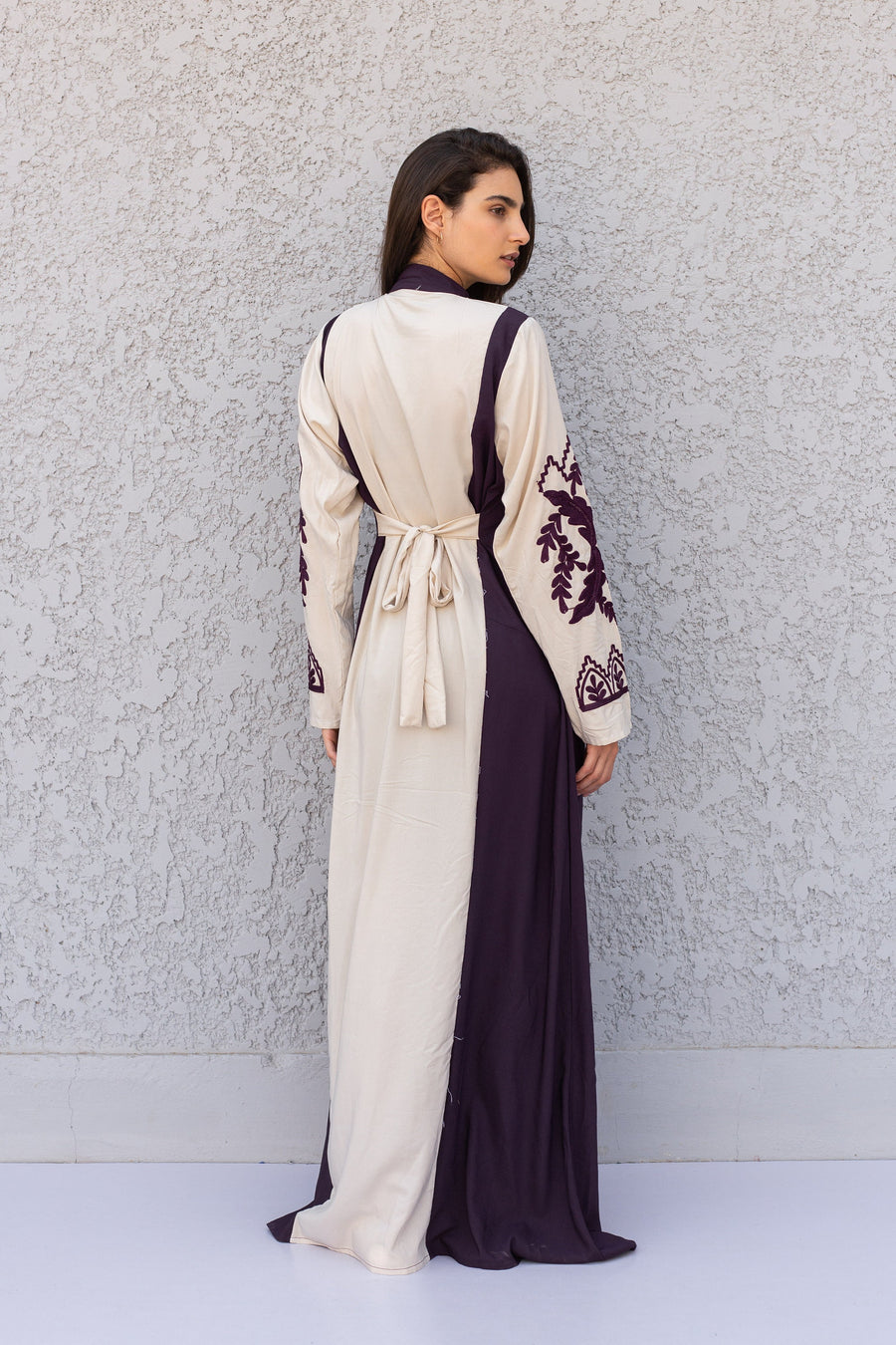 Elegant purple/off white cotton embroidered Caftan maxi dress, cotton caftans for women, Kaftans, embroidered Caftan, Caftan maxi, Caftans