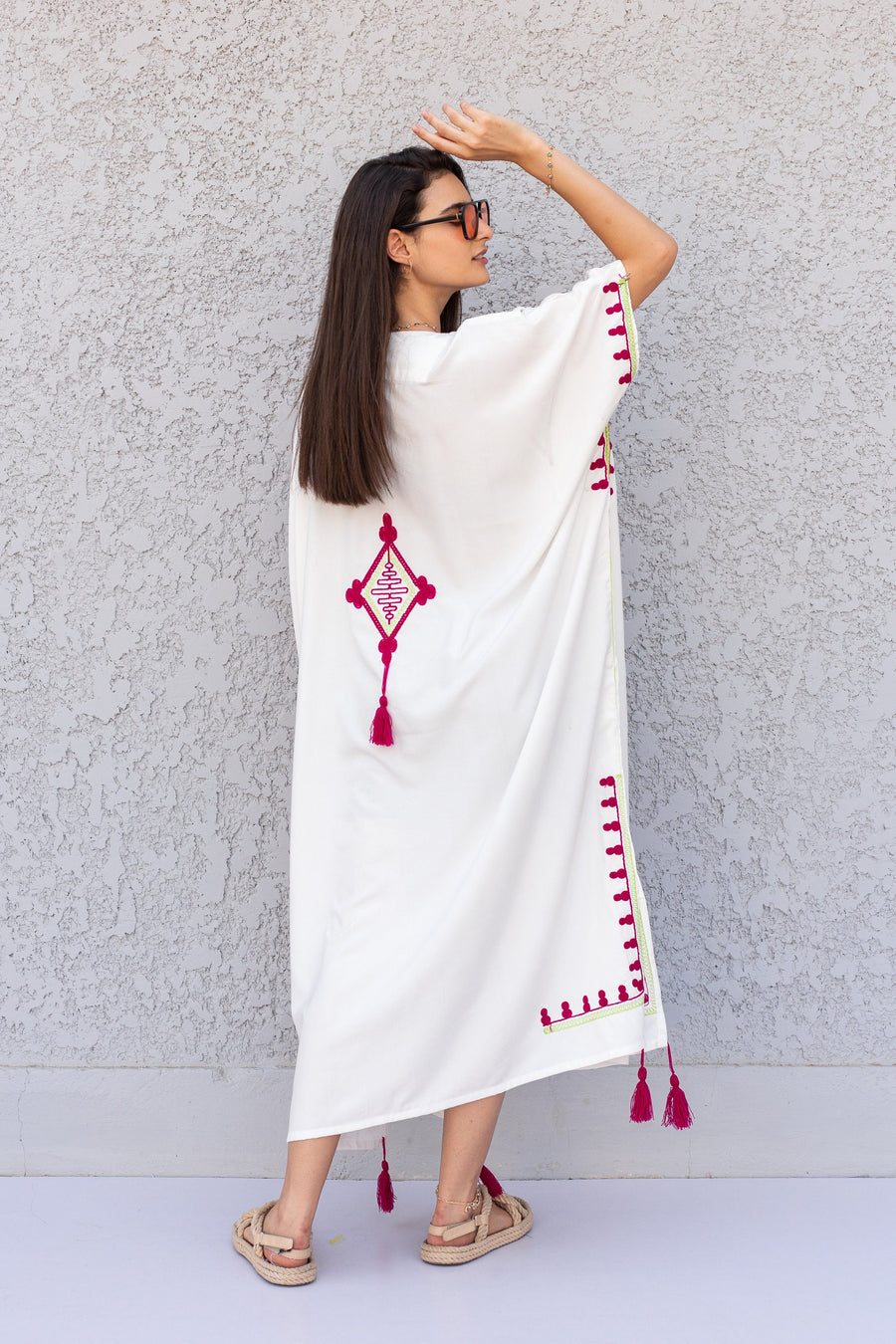 Plus size white cotton embroidered caftan, Cotton caftan, Plus size Kaftan, Free size Bohemian Caftan, Cotton Kaftan, Exotic Kaftan