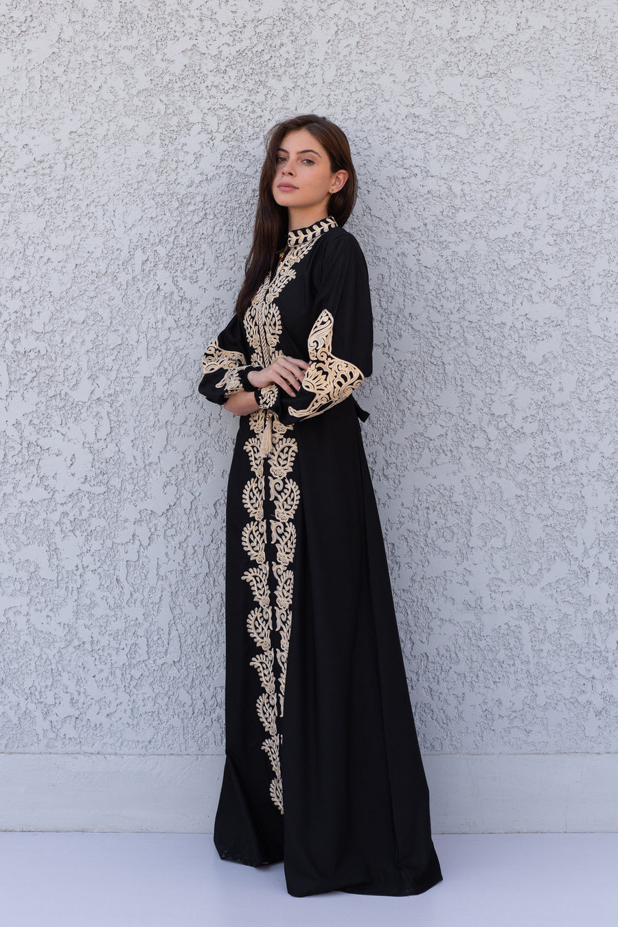 Stunning Black Cotton caftans for women, embroidered long sleeve Kaftan, Caftan maxi dress, Caftans for women, cotton caftan, caftans