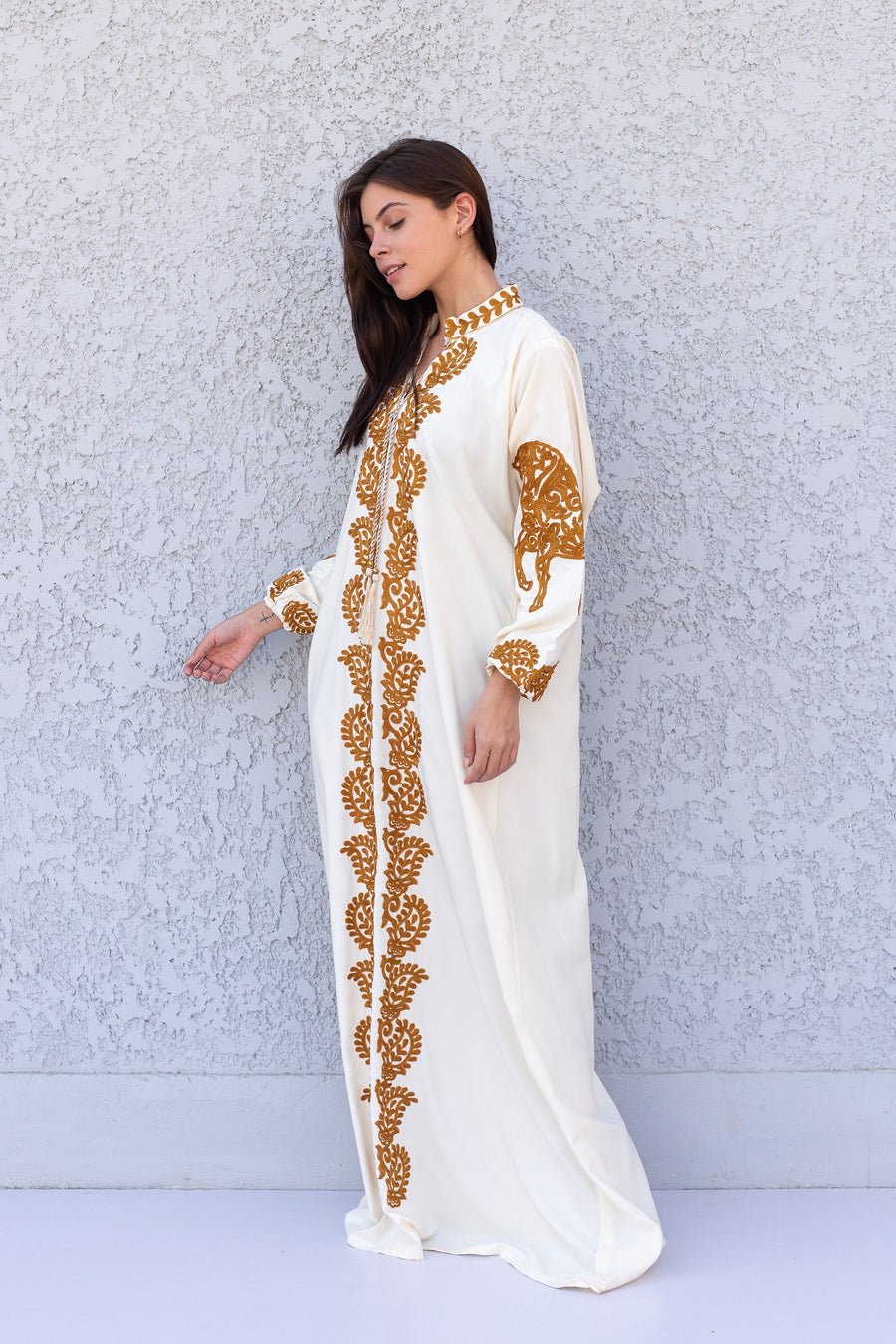 Beautiful White Cotton caftan for women embroidered long sleeve Kaftan Caftan maxi dress Caftans for women cotton caftan caftans