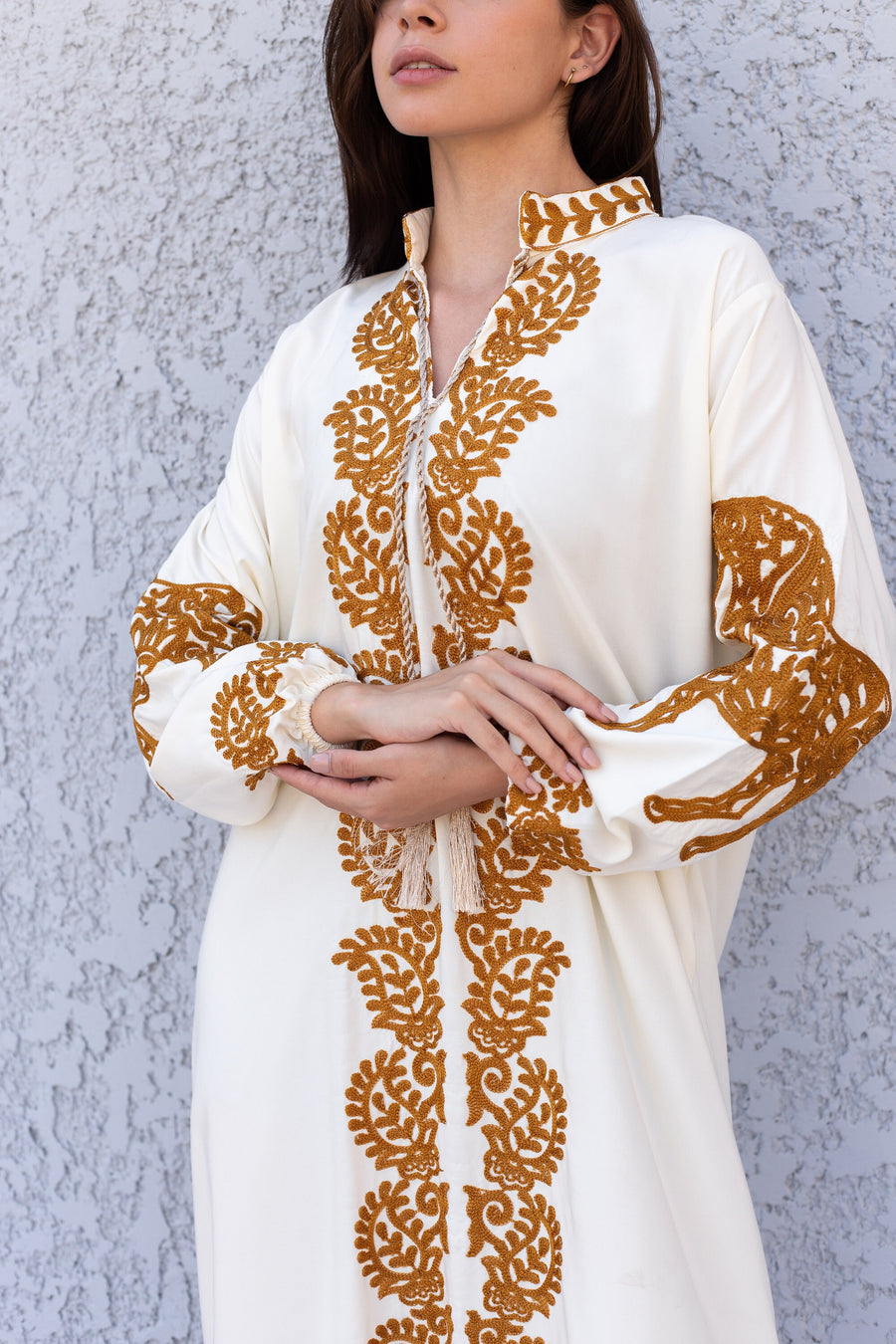 Beautiful White Cotton caftan for women, embroidered long sleeve Kaftan, Caftan maxi dress, Caftans for women, cotton caftan, caftans