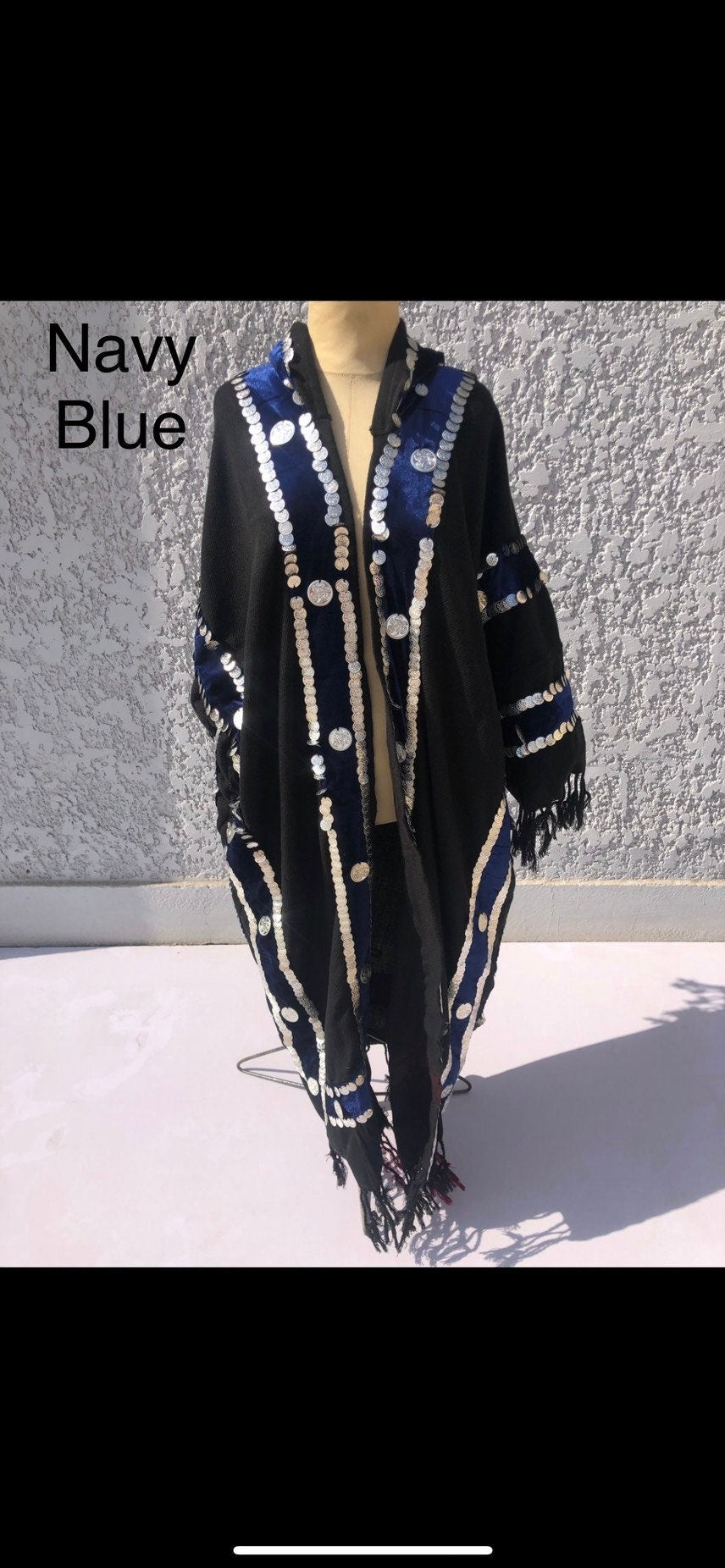 Bedouin gypsy hand loomed Kimono, Wool Winter jacket, hand stitched coins, hooded jacket, Wool Gypsy Jacket, Winter Abaya, Abayas for women