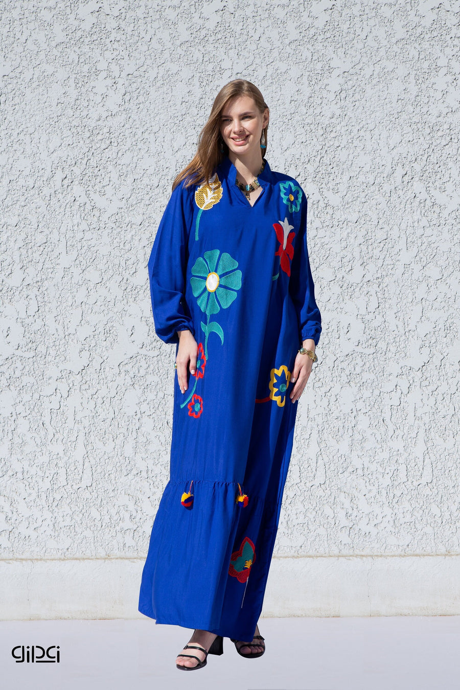 Summer vibes blue embroidered kaftan dress, caftans for women, Boho Kaftan dress, Caftans for women, long summer kaftan, kaftans, caftan