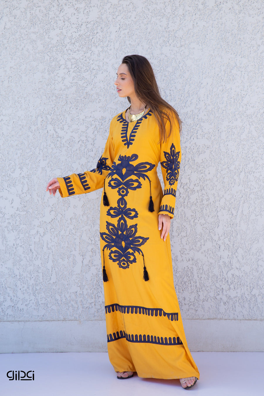 Mustard yellow embroidered kaftan dress, caftans for women, Boho Kaftan dress, Caftans for women, long summer kaftan, kaftans, caftan