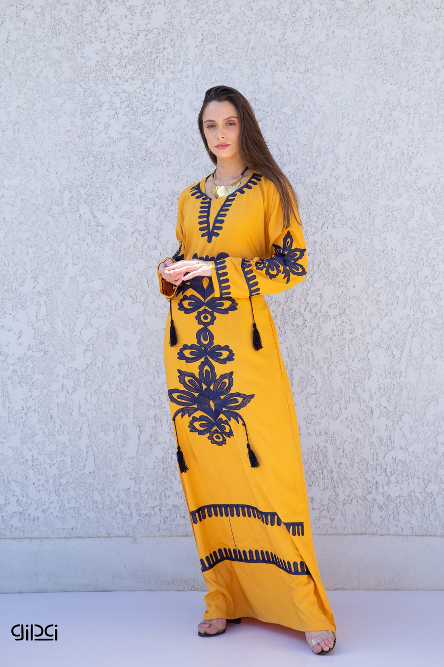 Mustard yellow embroidered kaftan dress, caftans for women, Boho Kaftan dress, Caftans for women, long summer kaftan, kaftans, caftan