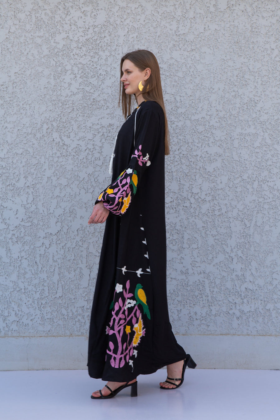 Black colorful Egyptian cotton Caftan, caftan Kaftan maxi dress, embroidered Caftan dress, Caftan maxi dress, Caftans for women, Caftans