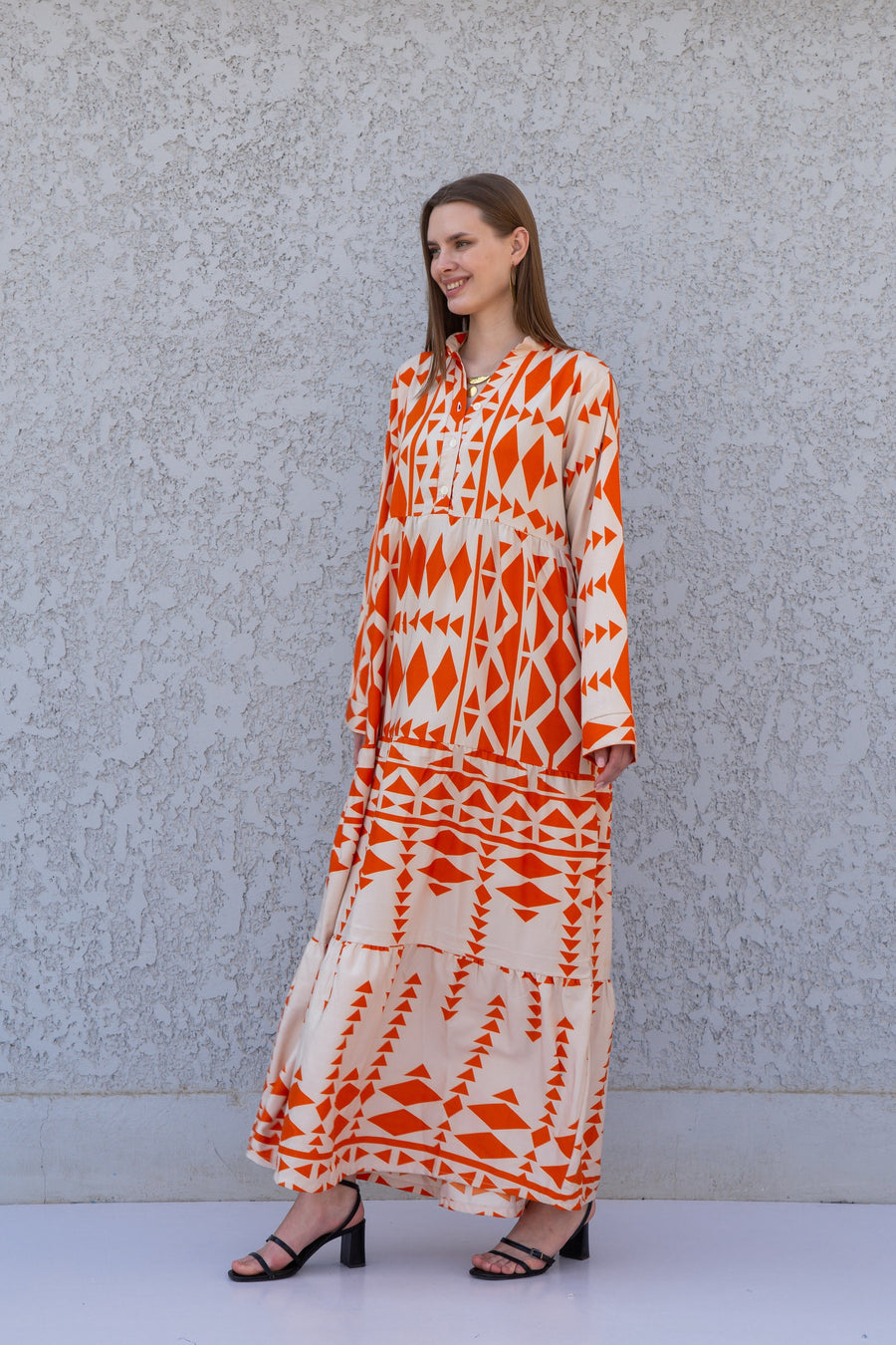 Beautiful orange print kaftan dress, caftans for women, Boho Kaftan dress, Caftans for women, long summer kaftan, kaftans, caftan