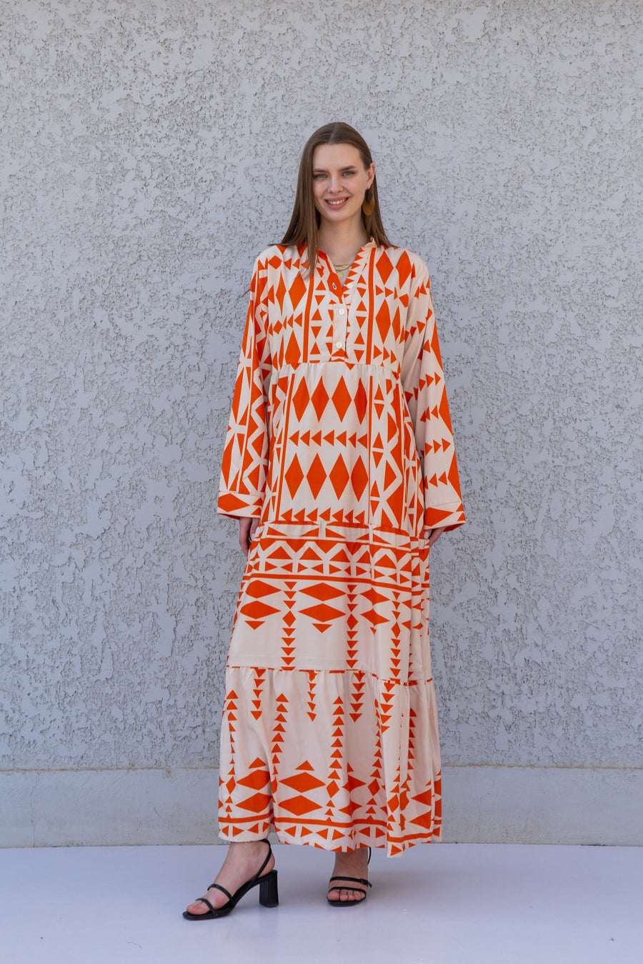 Beautiful orange print kaftan dress, caftans for women, Boho Kaftan dress, Caftans for women, long summer kaftan, kaftans, caftan