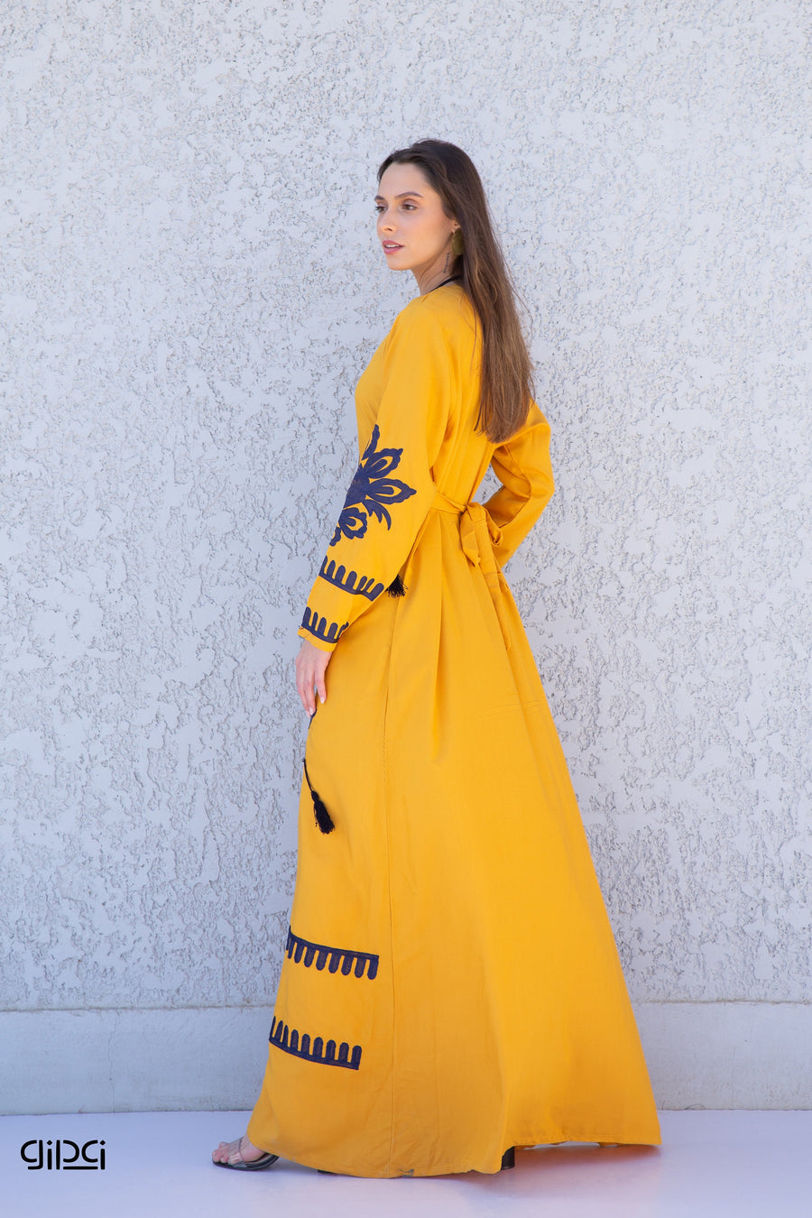 Mustard yellow embroidered kaftan dress, caftans for women, Boho Kaftan dress, Caftans for women, long summer kaftan, kaftans, caftan