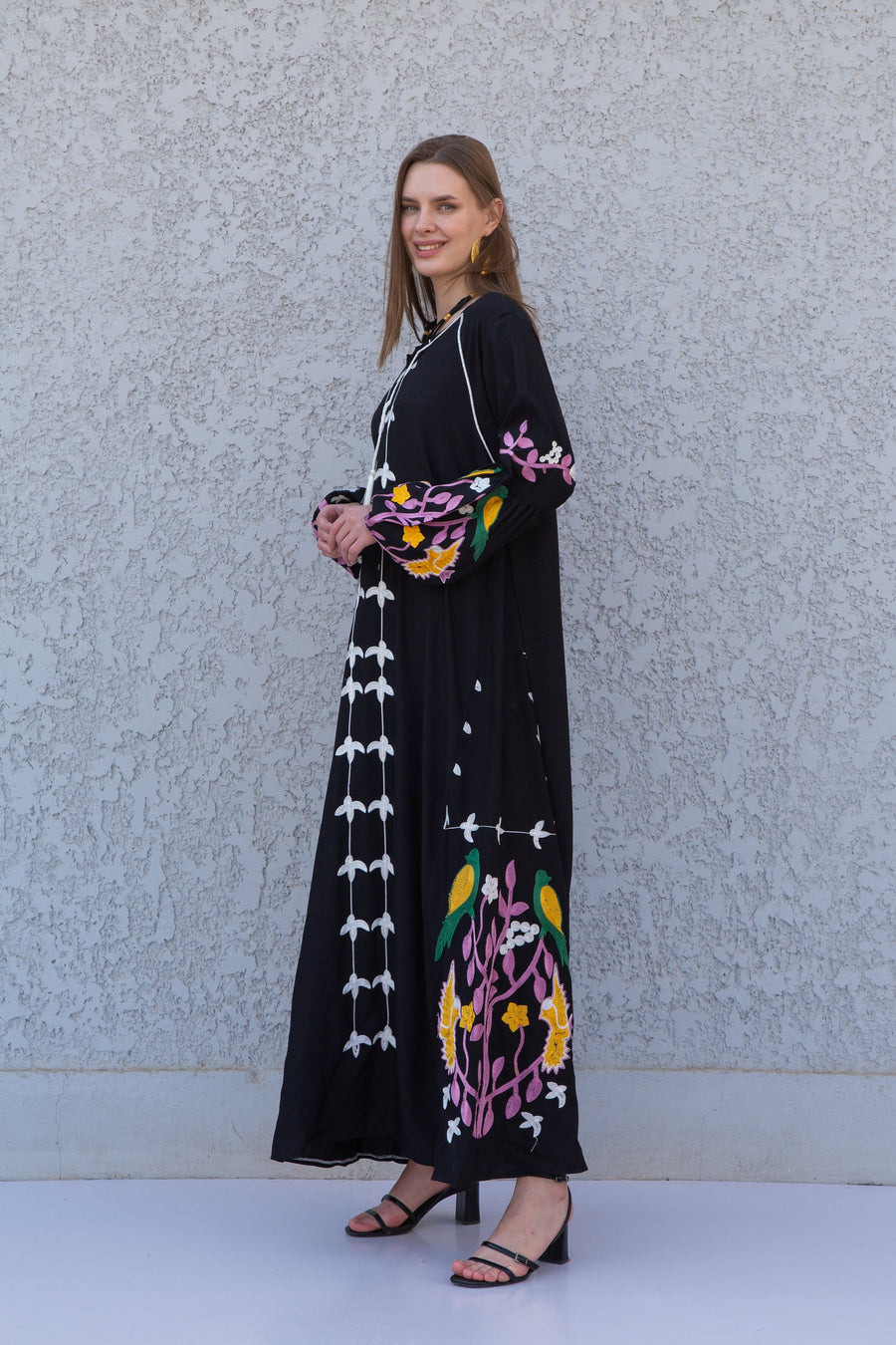 Black colorful Egyptian cotton Caftan, caftan Kaftan maxi dress, embroidered Caftan dress, Caftan maxi dress, Caftans for women, Caftans