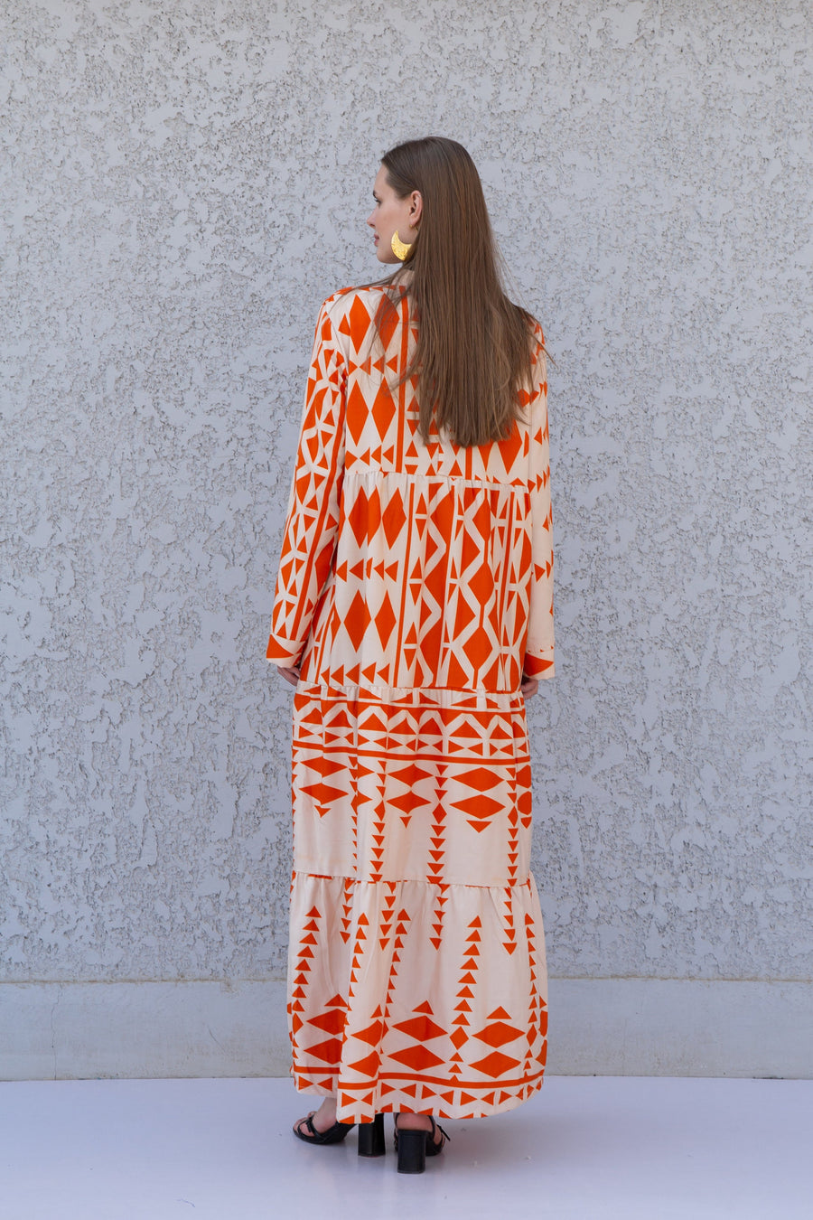 Beautiful orange print kaftan dress, caftans for women, Boho Kaftan dress, Caftans for women, long summer kaftan, kaftans, caftan