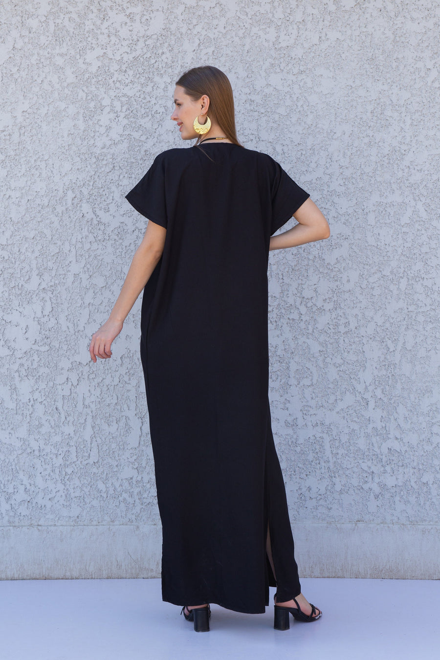 Black Evil eye cotton kaftan dress, Egyptian cotton caftan dress, caftans for women, Loose fit kaftan, Summer, casual, home dress