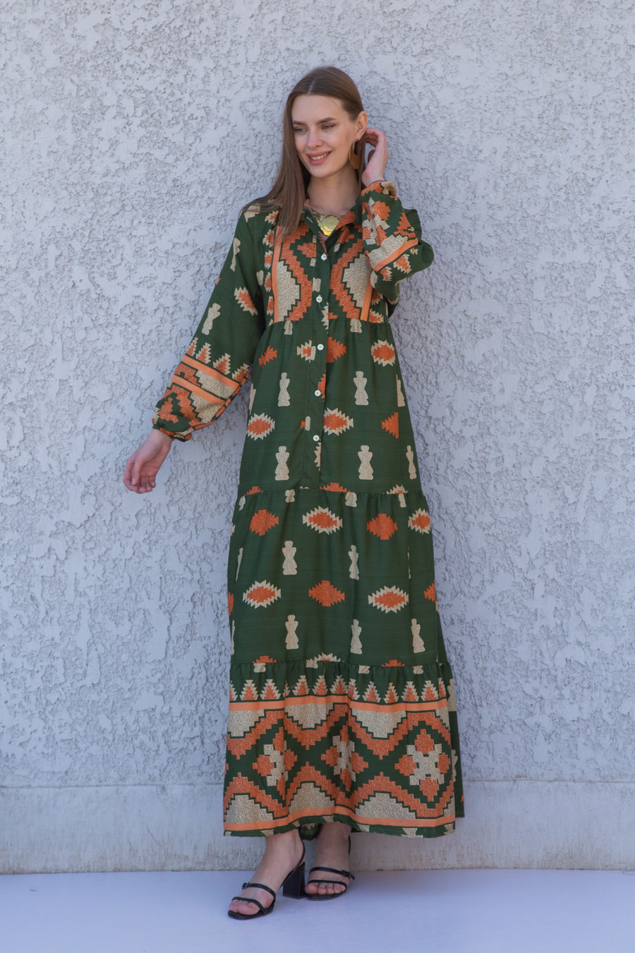 Boho Green button up Caftan, Navy blue caftan dress, caftans for women, Boho Kaftan dress, Caftans for women, long summer kaftan, caftan