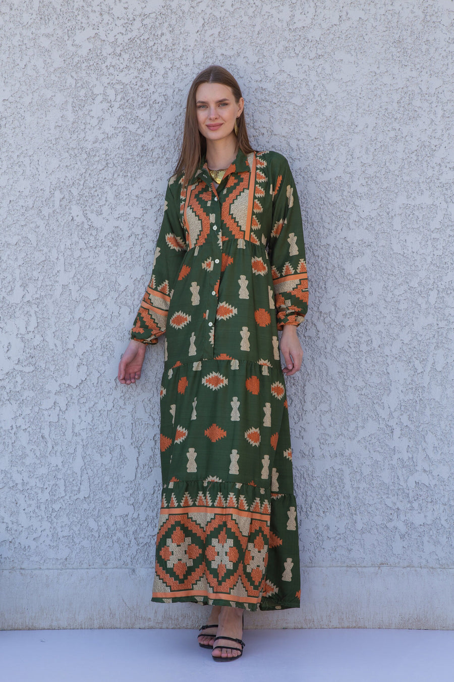 Boho Green button up Caftan, Navy blue caftan dress, caftans for women, Boho Kaftan dress, Caftans for women, long summer kaftan, caftan