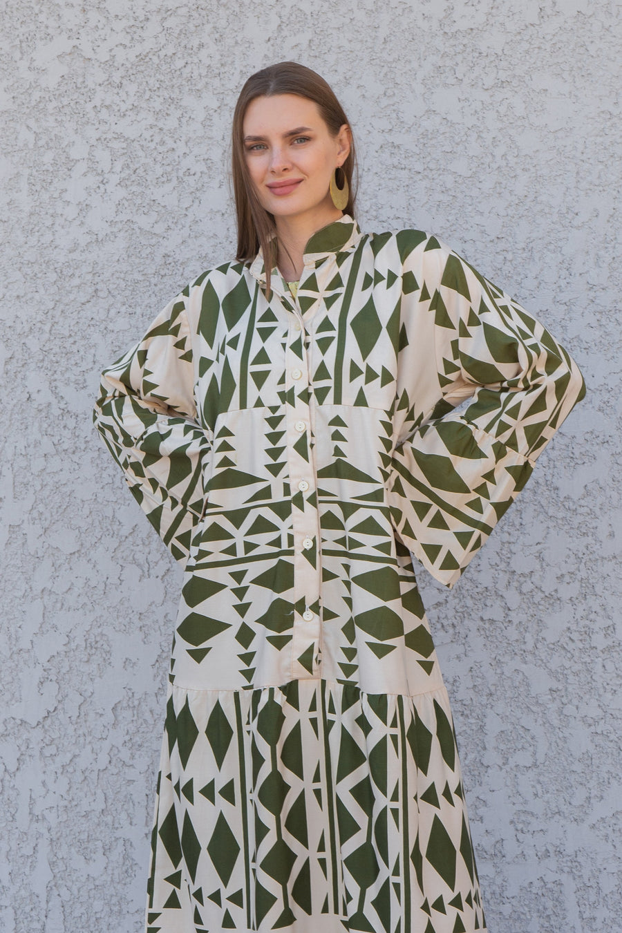 Boho Flared sleeves print Summer Kaftan, Caftan, caftans for women, Boho Kaftan dress, Caftans for women, summer kaftans, Olive green