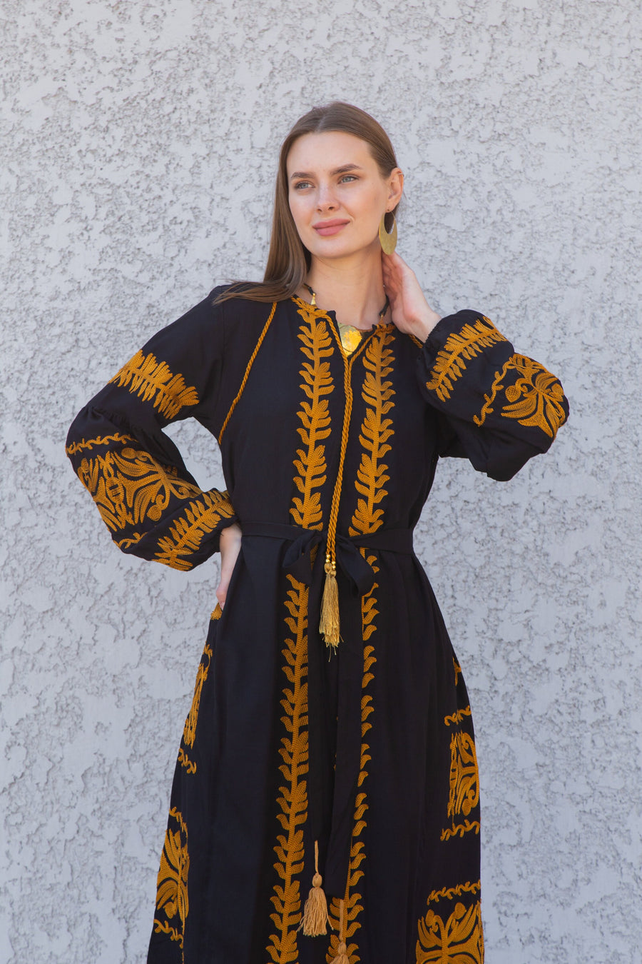 Stunning black cotton tunic dress, embroidered Summer kaftan dress, tunic dress, caftans for women, Summer caftan, festival tunic kaftan