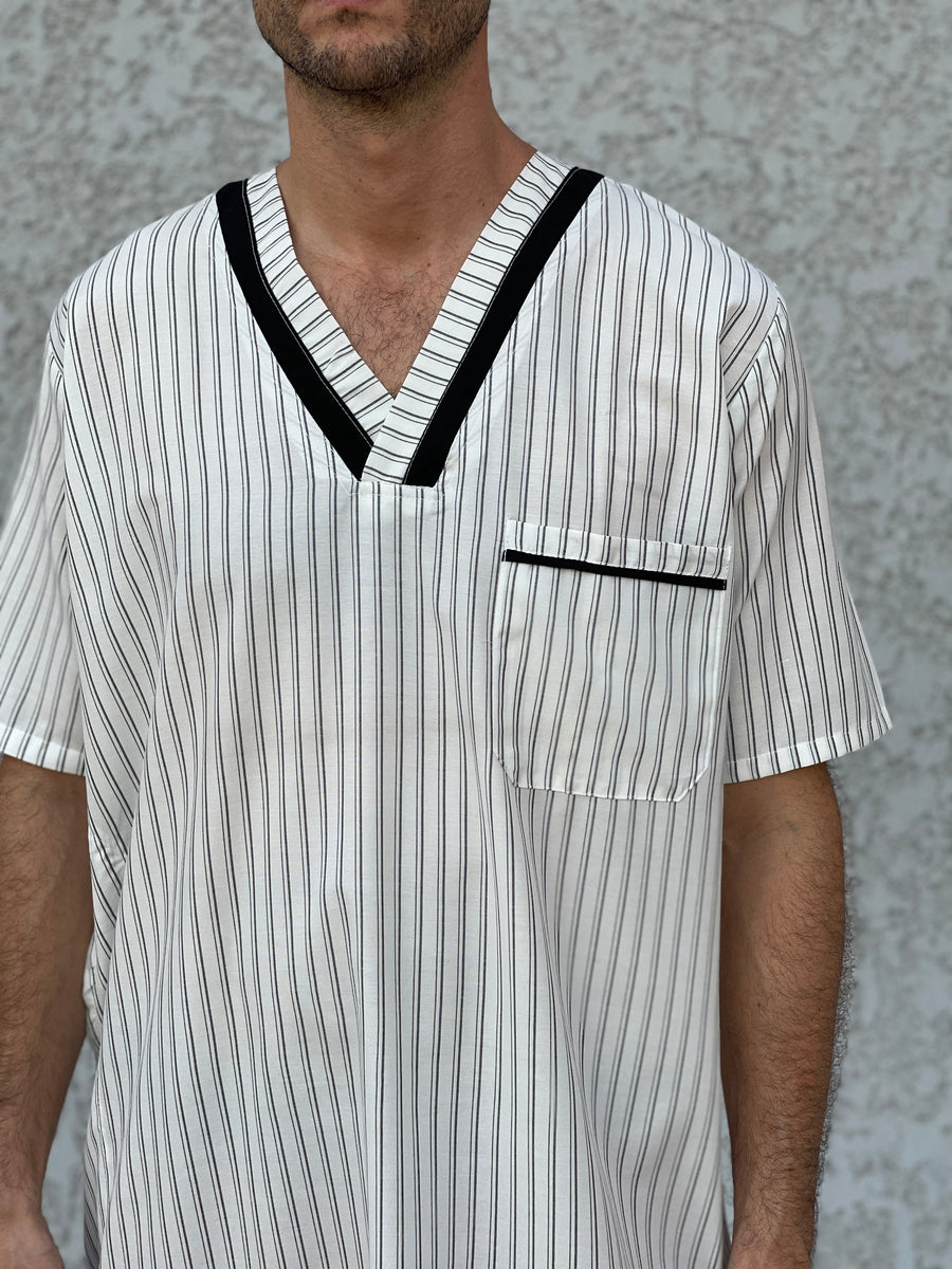 Striped Men's Kaftan, Short sleeve Men's kaftan, Cotton men caftan, caftans for men, men clothing, gift for men, husband gift, gift for him