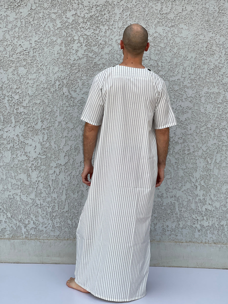 Striped Men's Kaftan, Short sleeve Men's kaftan, Cotton men caftan, caftans for men, men clothing, gift for men, husband gift, gift for him