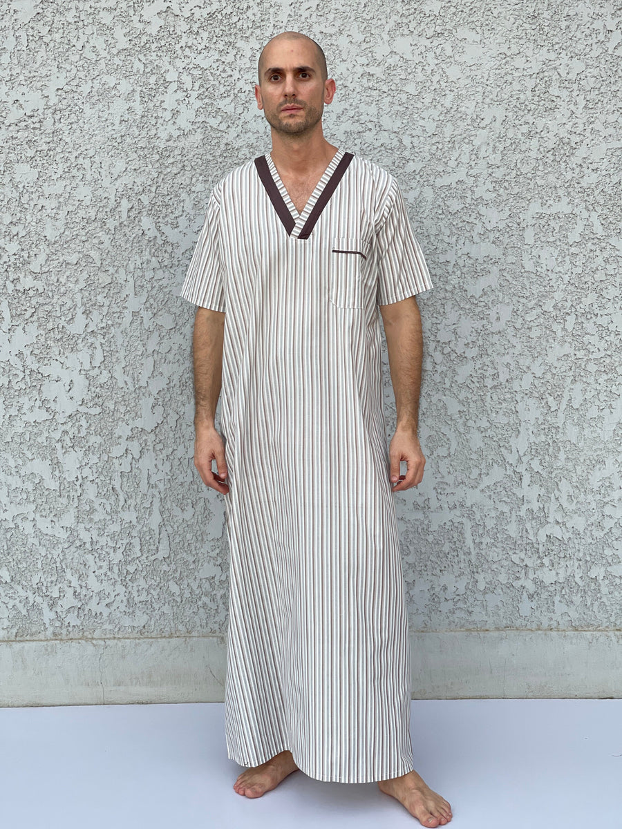 Striped Men's Kaftan, Short sleeve Men's kaftan, Cotton men caftan, caftans for men, men clothing, gift for men, husband gift, gift for him