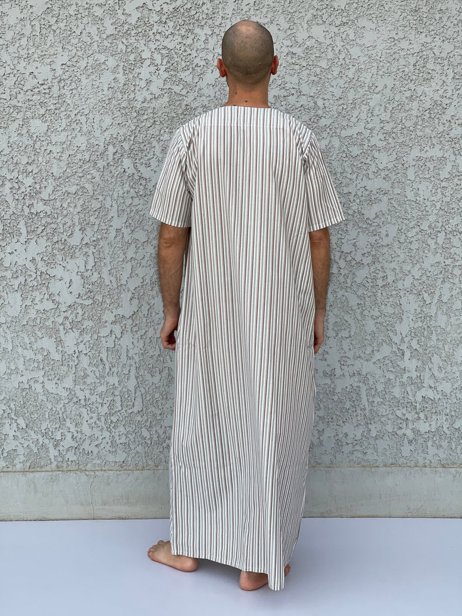 Striped Men's Kaftan, Short sleeve Men's kaftan, Cotton men caftan, caftans for men, men clothing, gift for men, husband gift, gift for him