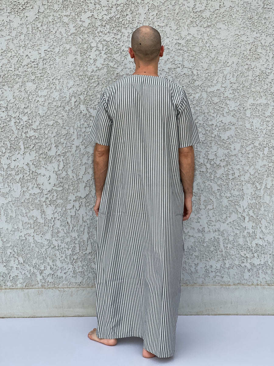 Striped Men's Kaftan, Short sleeve Men's kaftan, Cotton men caftan, caftans for men, men clothing, gift for men, husband gift, gift for him