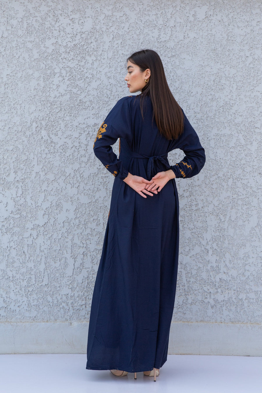 Beautiful navy blue embroidered Kaftan maxi dress, Kaftan maxi, Cotton caftan women, caftan, Chic embroidered caftan, Egyptian cotton 10-23