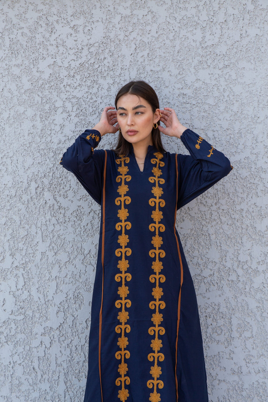 Beautiful navy blue embroidered Kaftan maxi dress, Kaftan maxi, Cotton caftan women, caftan, Chic embroidered caftan, Egyptian cotton 10-23