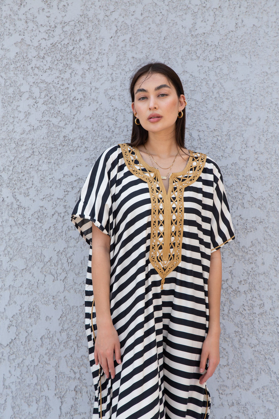 Striped hand embroidered kaftan dress, Hamsa Caftan dress, Caftans for women, Boho, caftans for women, caftans, kaftans, house kaftan