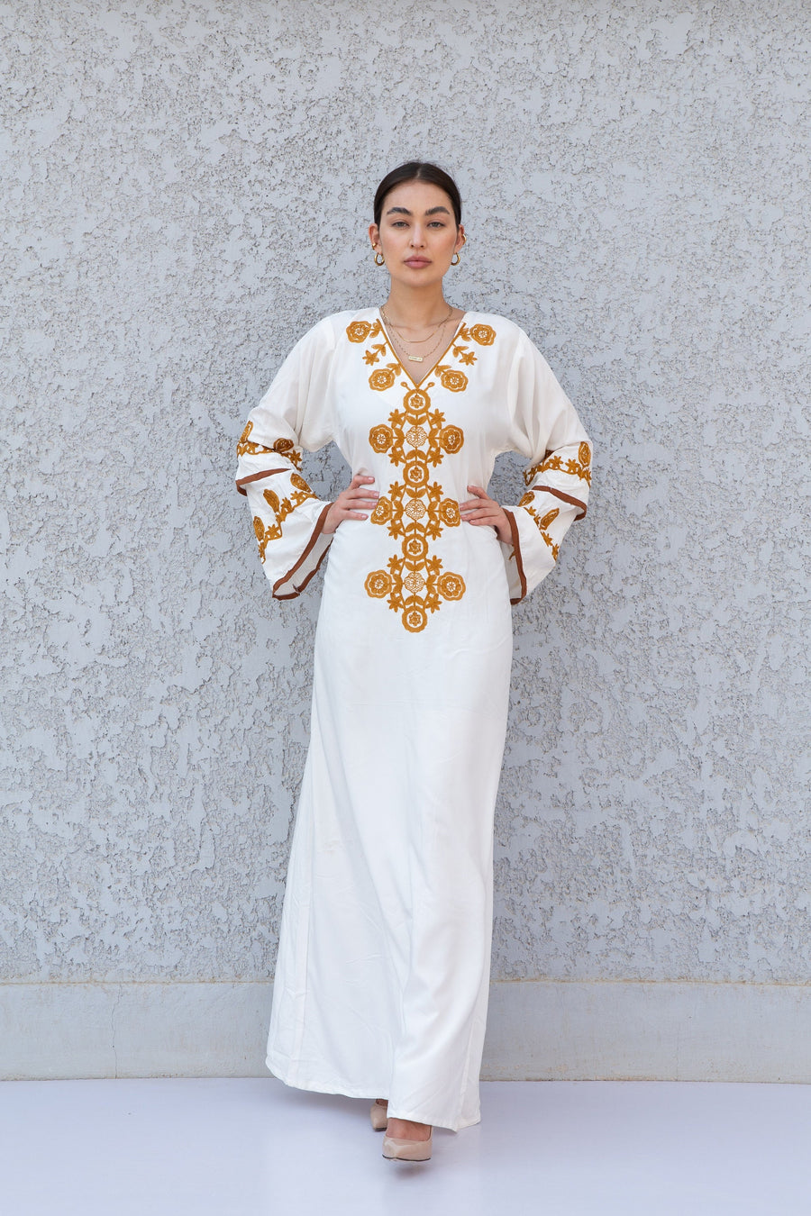 White wedding embroidered Kaftan maxi dress, Kaftan maxi, Cotton caftan women, caftan, Chic embroidered caftan, Egyptian cotton 10-23