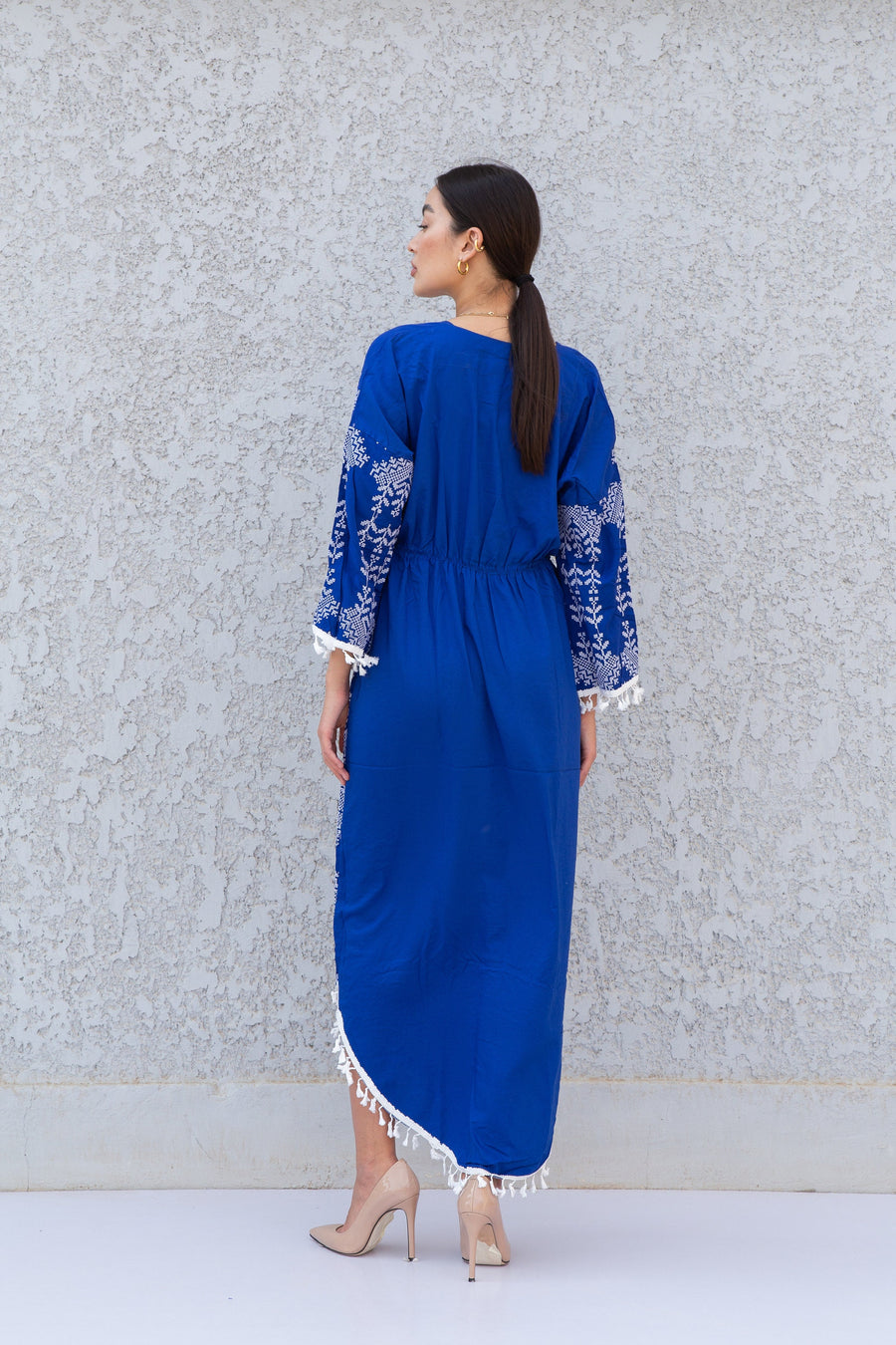 Stunning Blue embroidered Cotton Kaftan maxi dress, Kaftan maxi, Cotton caftan women, caftan, Chic embroidered caftan, Egyptian cotton10-23