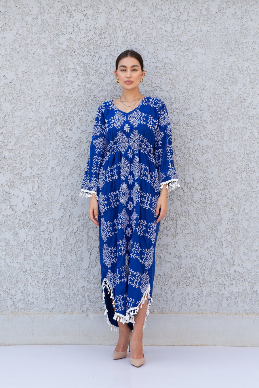 Stunning Blue embroidered Cotton Kaftan maxi dress, Kaftan maxi, Cotton caftan women, caftan, Chic embroidered caftan, Egyptian cotton10-23