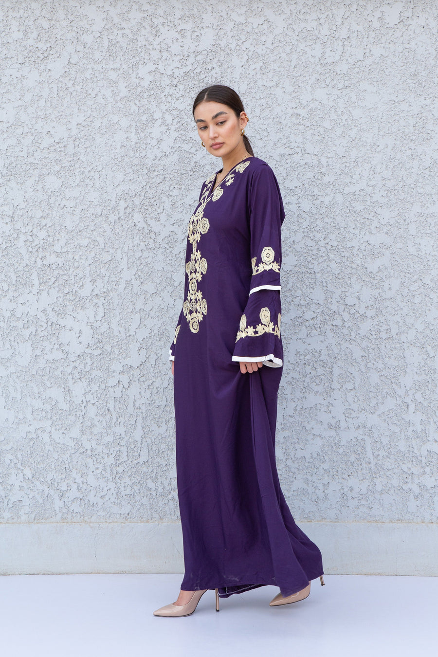 Purple wedding embroidered Kaftan maxi dress, Kaftan maxi, Cotton caftan women, caftan, Chic embroidered caftan, Egyptian cotton 10-23