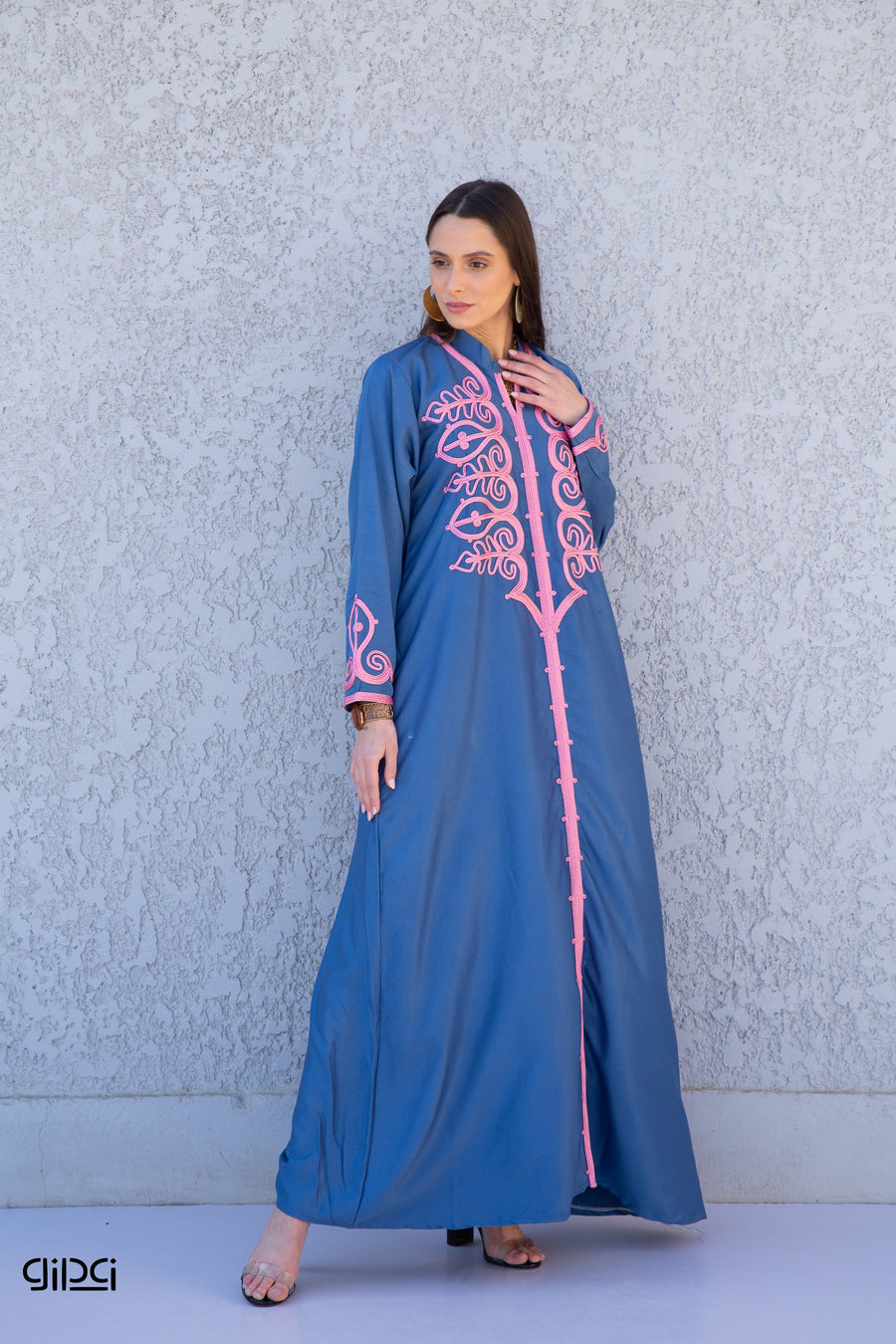 Hand embroidered Mint/Blue Kaftan maxi dress, Kaftan maxi, Cotton caftan women, caftan, Chic embroidered caftan, Egyptian cotton 10-23