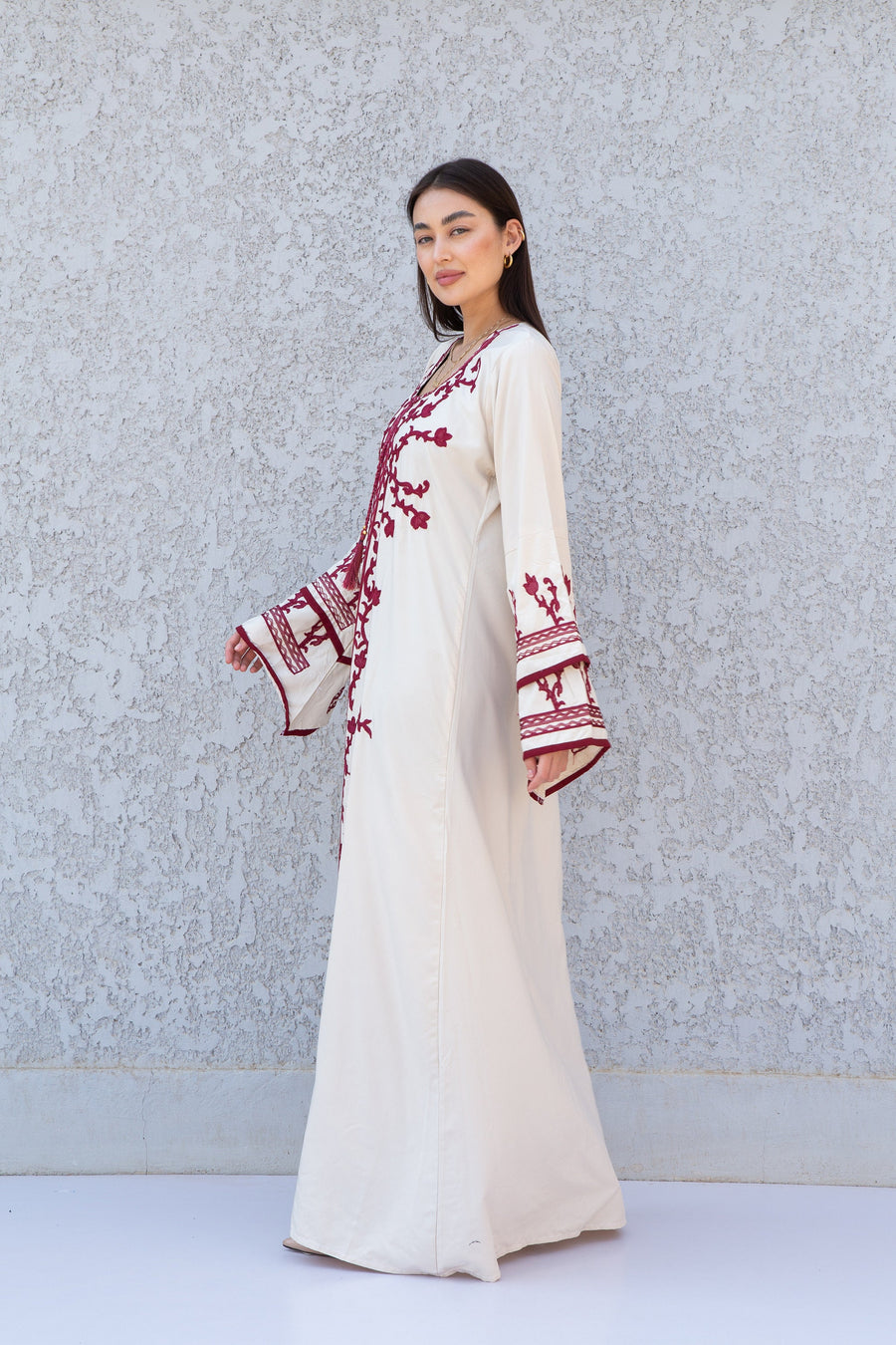 Elegant Off white embroidered maxi dress, Kaftan maxi, Cotton caftan women, caftan, Chic embroidered caftan, Egyptian cotton 10-23