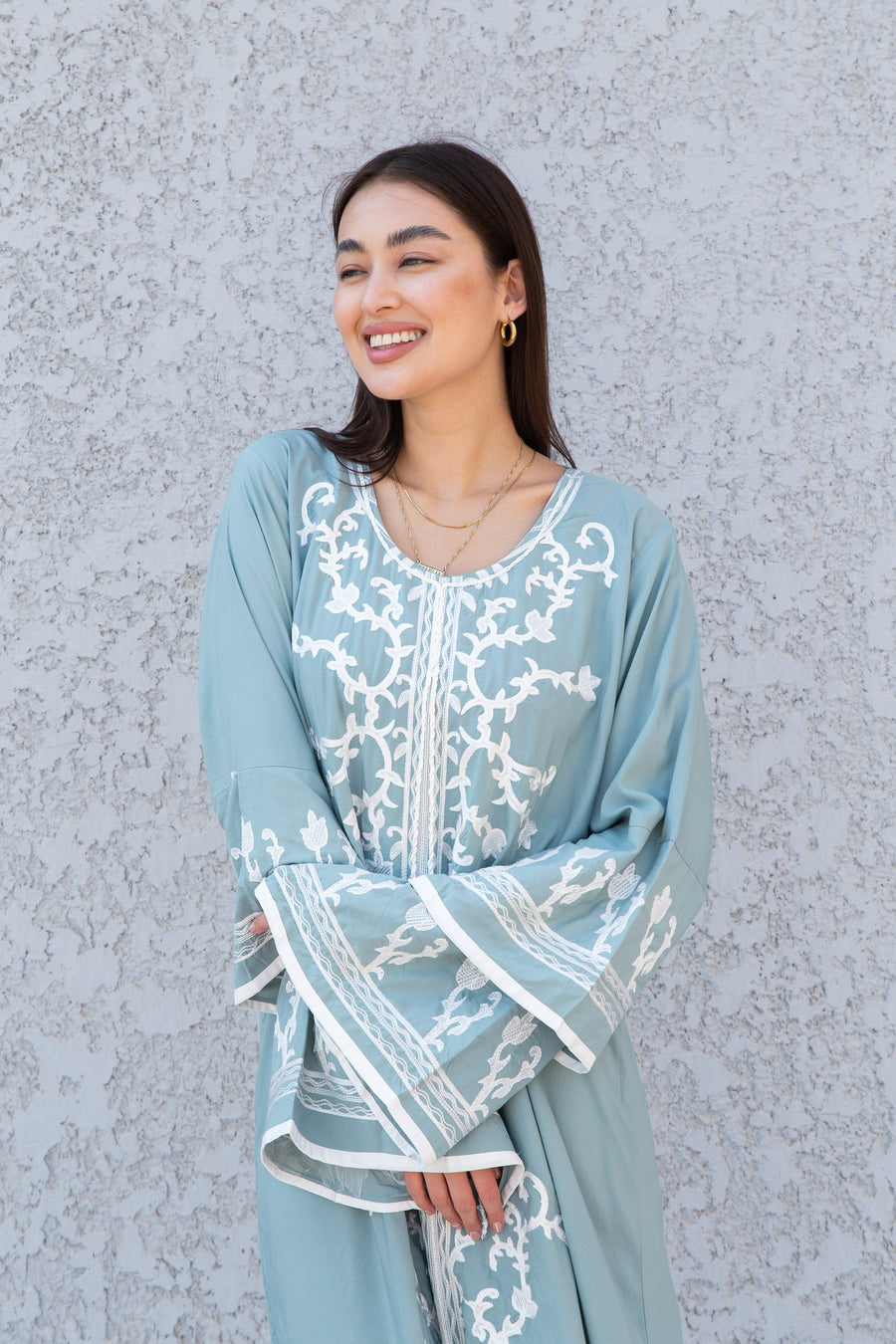 Elegant Mint wedding embroidered Kaftan maxi dress, Kaftan maxi, Cotton caftan women, caftan, Chic embroidered caftan, Egyptian cotton 10-23